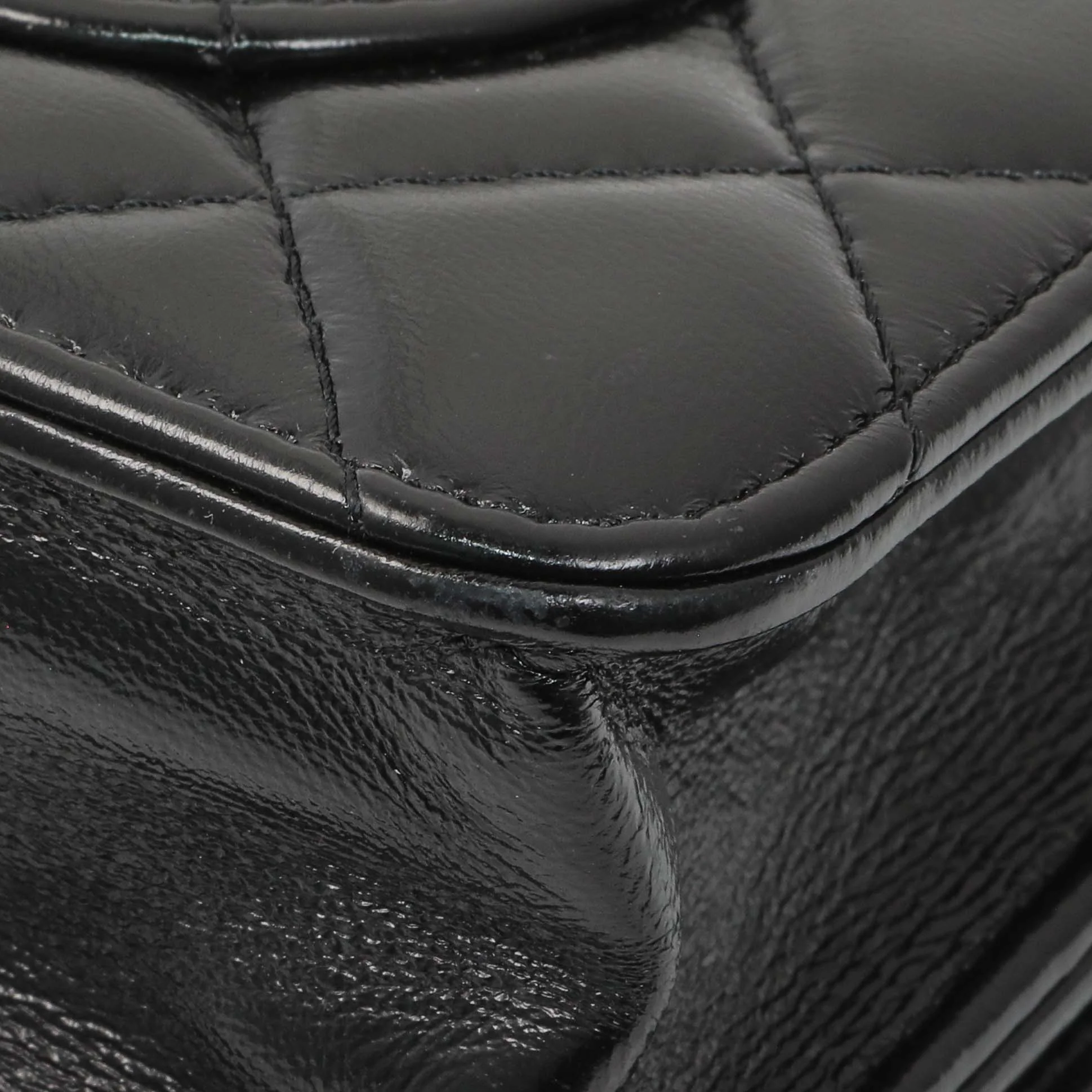 Chanel Black Quilted Shiny Lambskin Golden Links Wallet on Chain - Image 7
