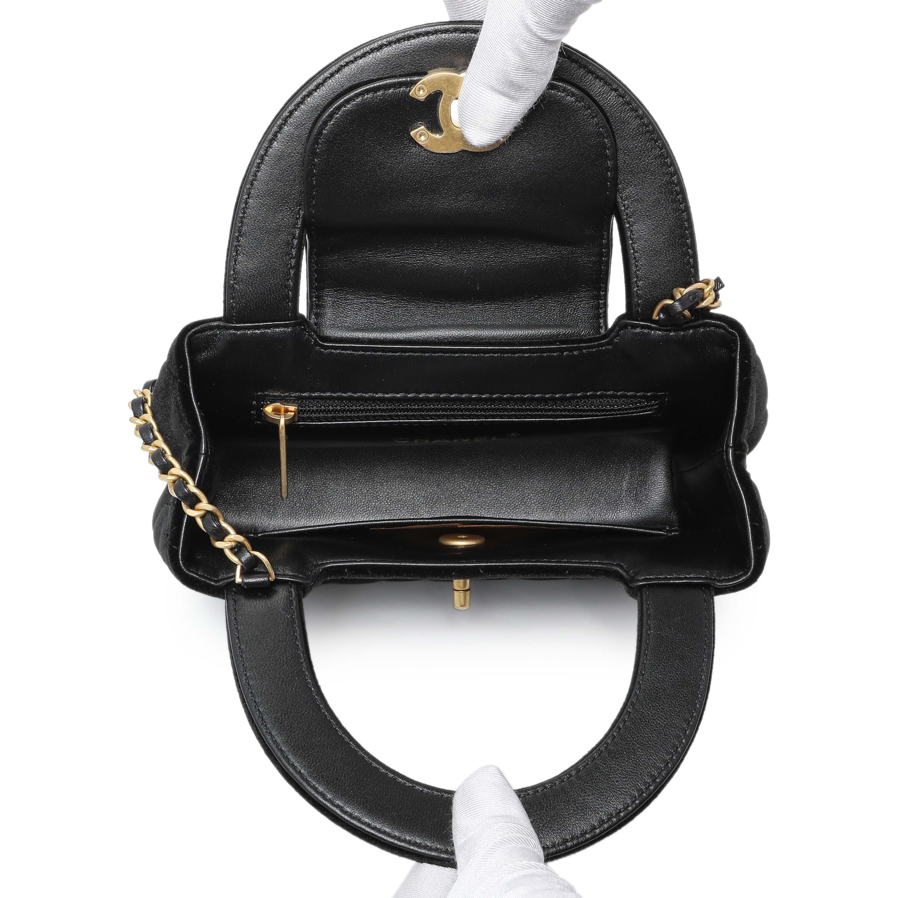 Chanel Black Quilted Velvet Nano Kelly Shopper - Image 4
