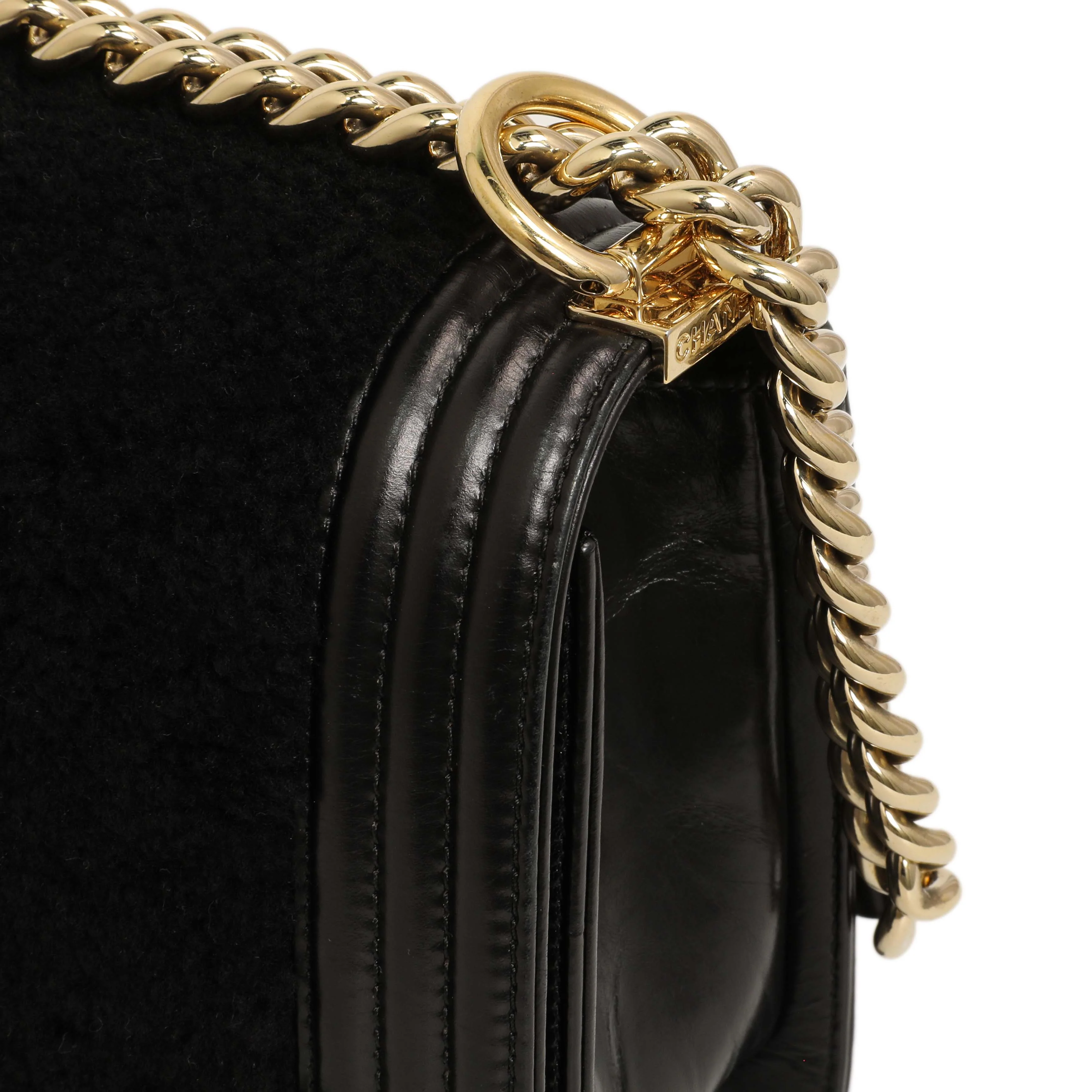 Chanel Black Shearling Medium Boy Bag - Image 12
