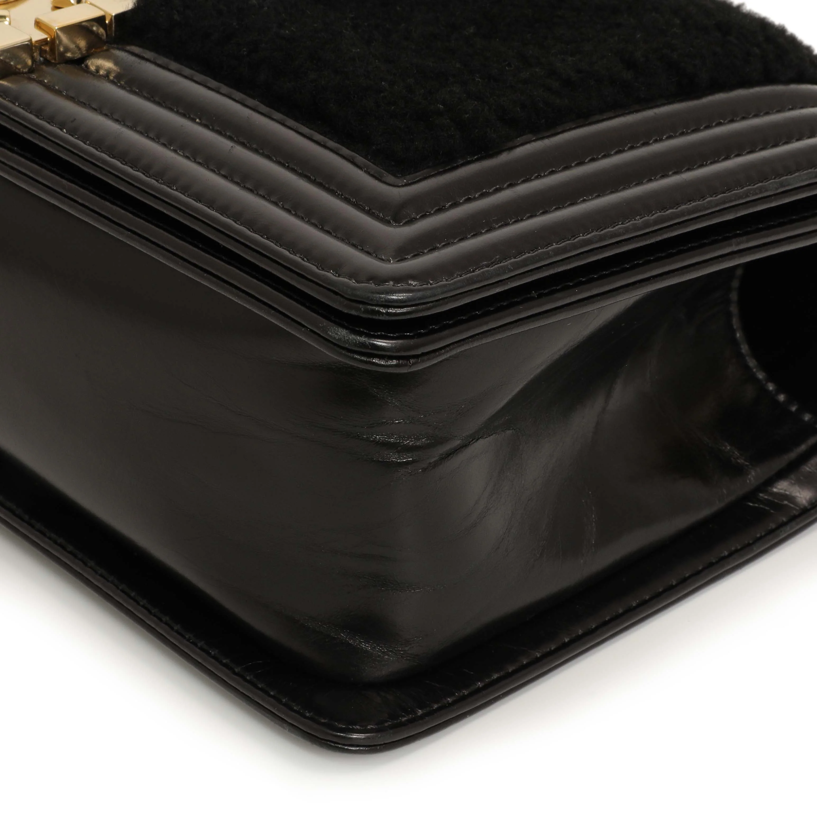 Chanel Black Shearling Medium Boy Bag - Image 6