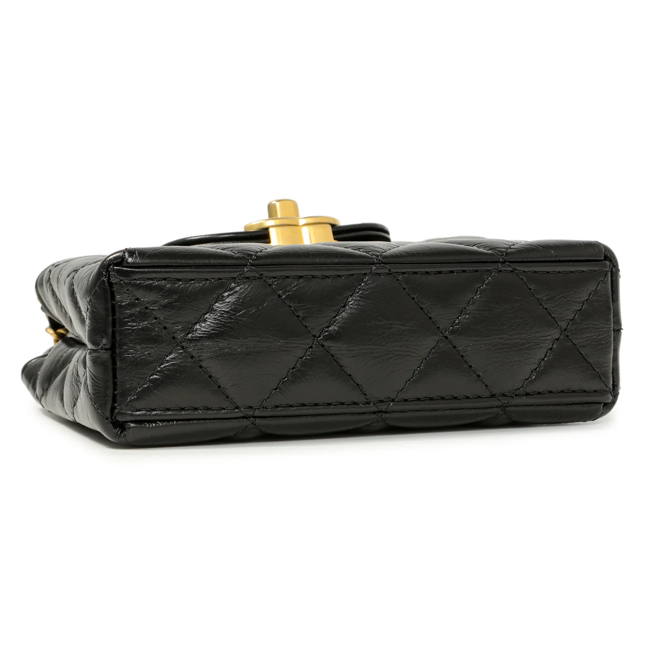 Chanel Black Shiny Aged Calfskin Quilted Mini Nano Kelly Shopper - Image 4