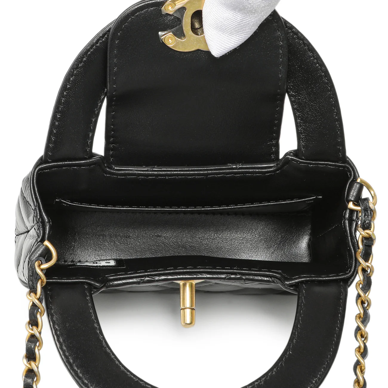 Chanel Black Shiny Aged Calfskin Quilted Mini Nano Kelly Shopper - Image 5