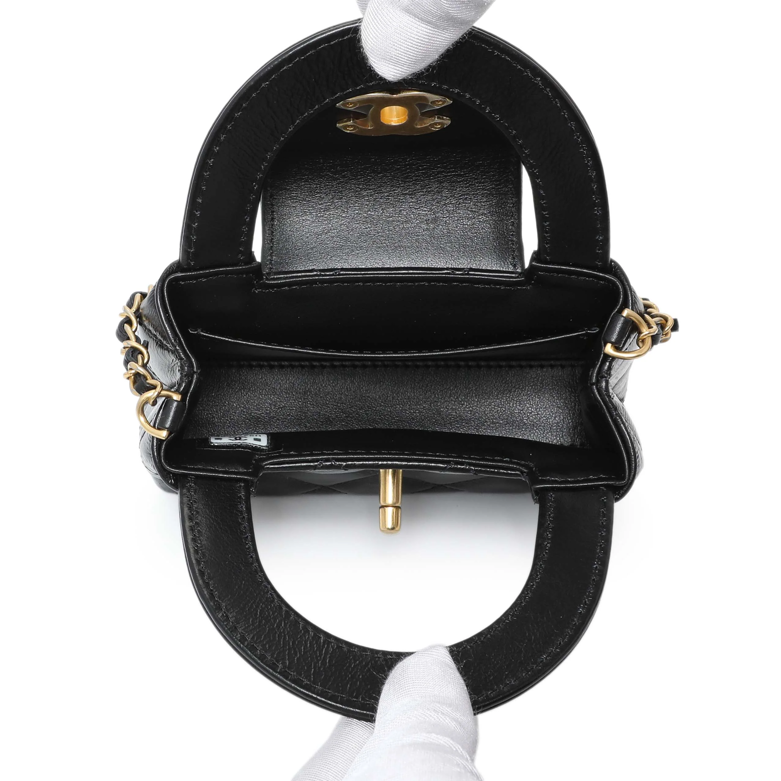 Chanel Black Shiny Aged Calfskin Quilted Mini Nano Kelly Shopper - Image 4