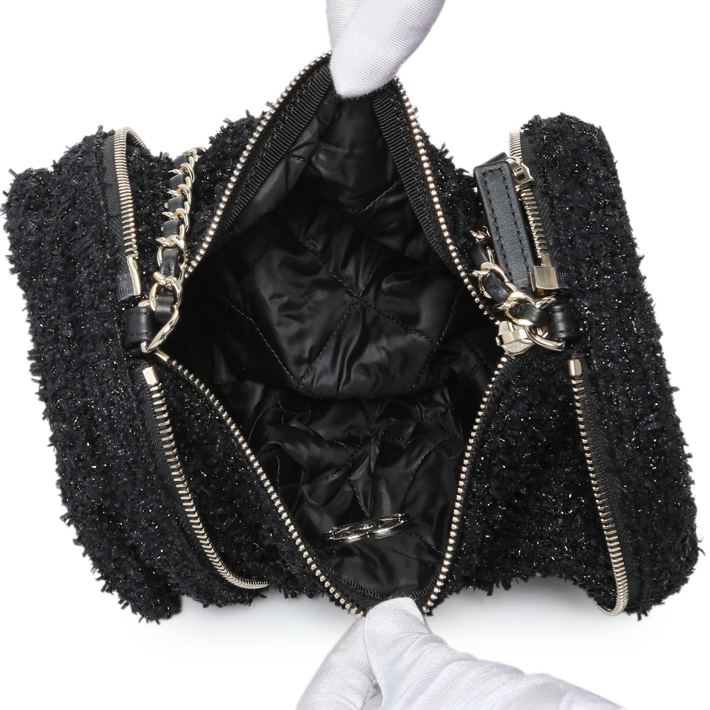Chanel Black Tweed Coco Beach Expandable Barrel Bag - Image 7