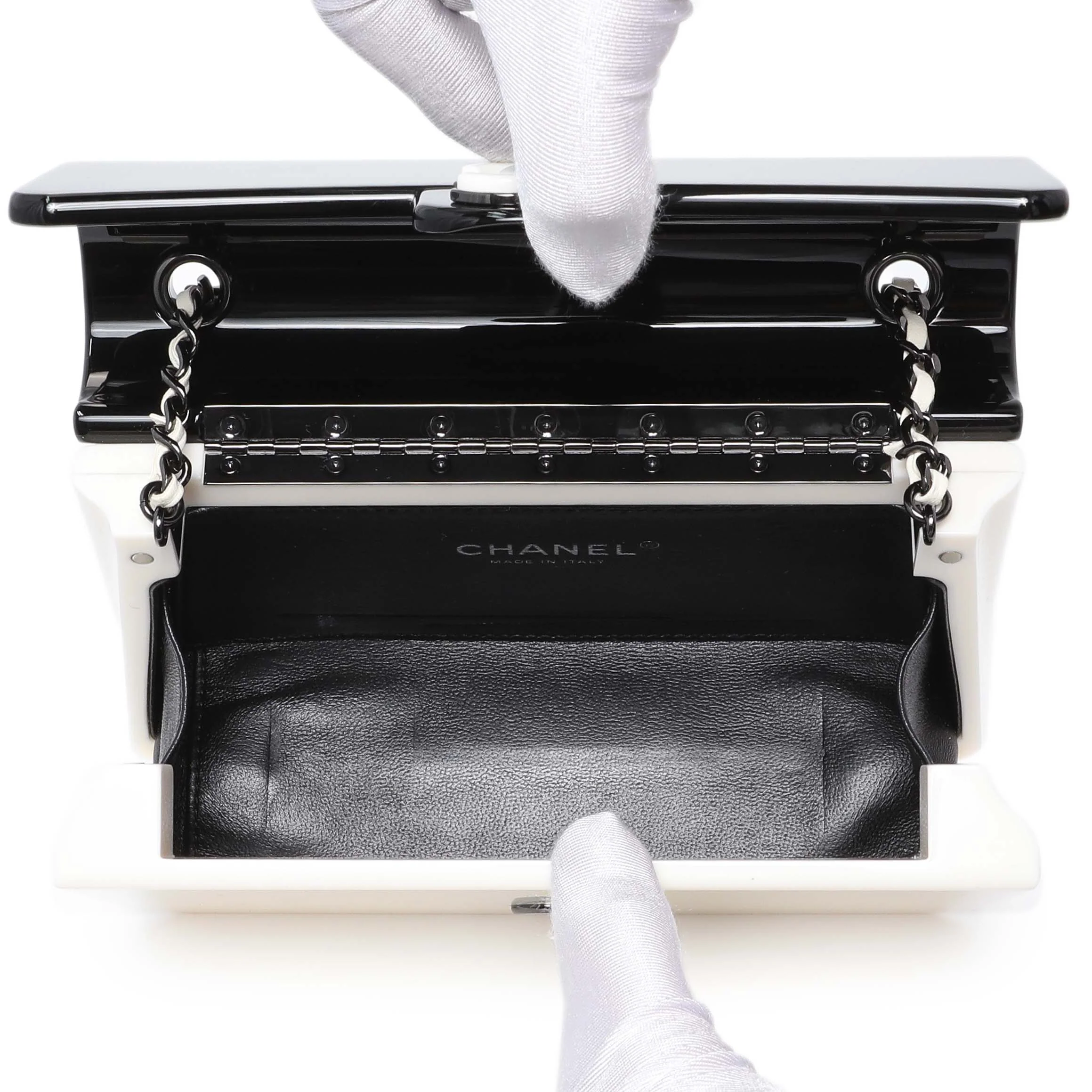 Chanel Black White Plexiglass Plexi Coco Bag - Image 4