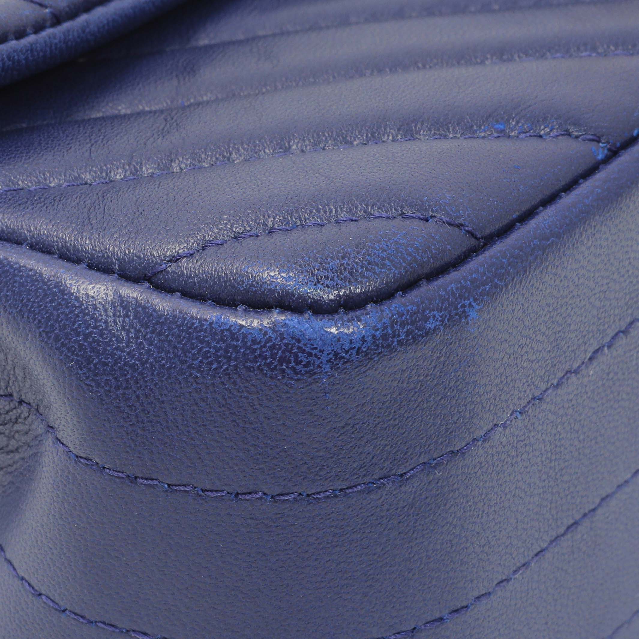 Chanel Blue Chevron Quilted Lambskin Mini Rectangular Flap - Image 4