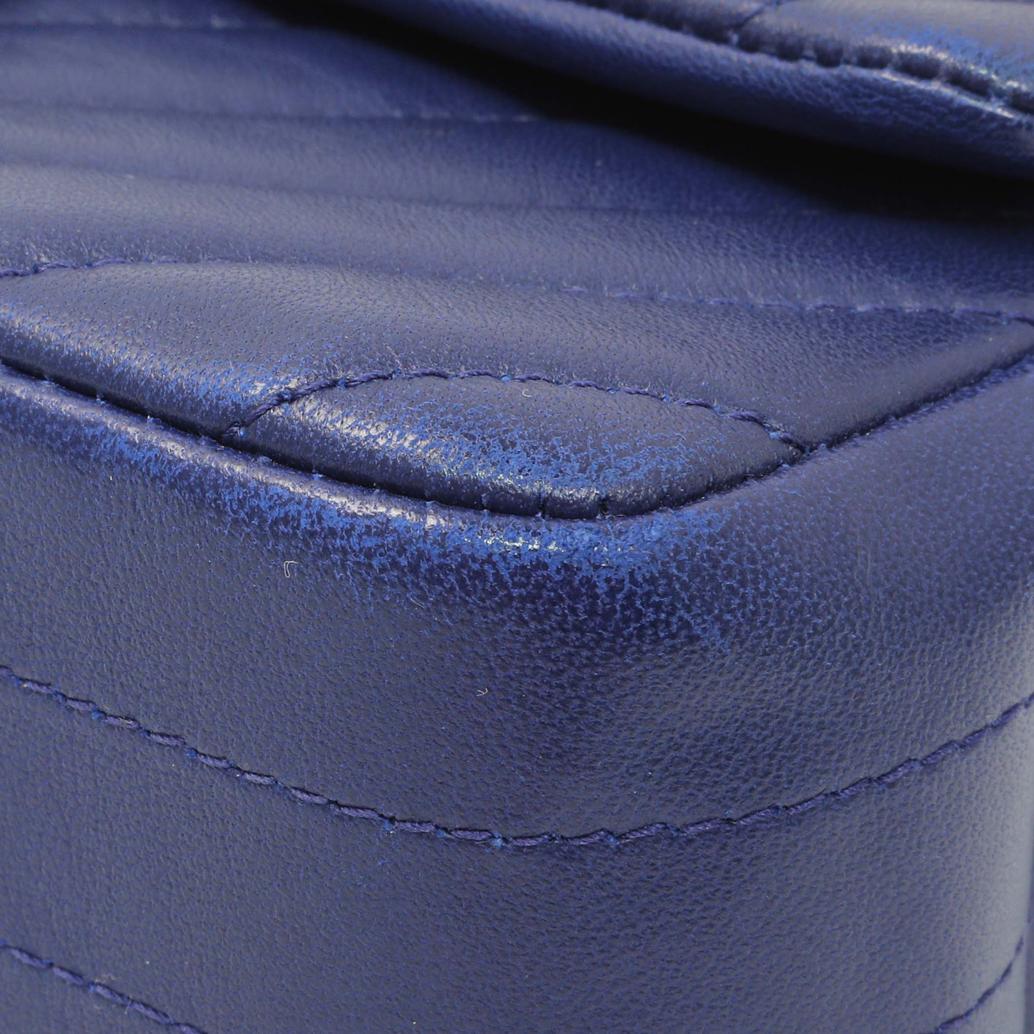 Chanel Blue Chevron Quilted Lambskin Mini Rectangular Flap - Image 5