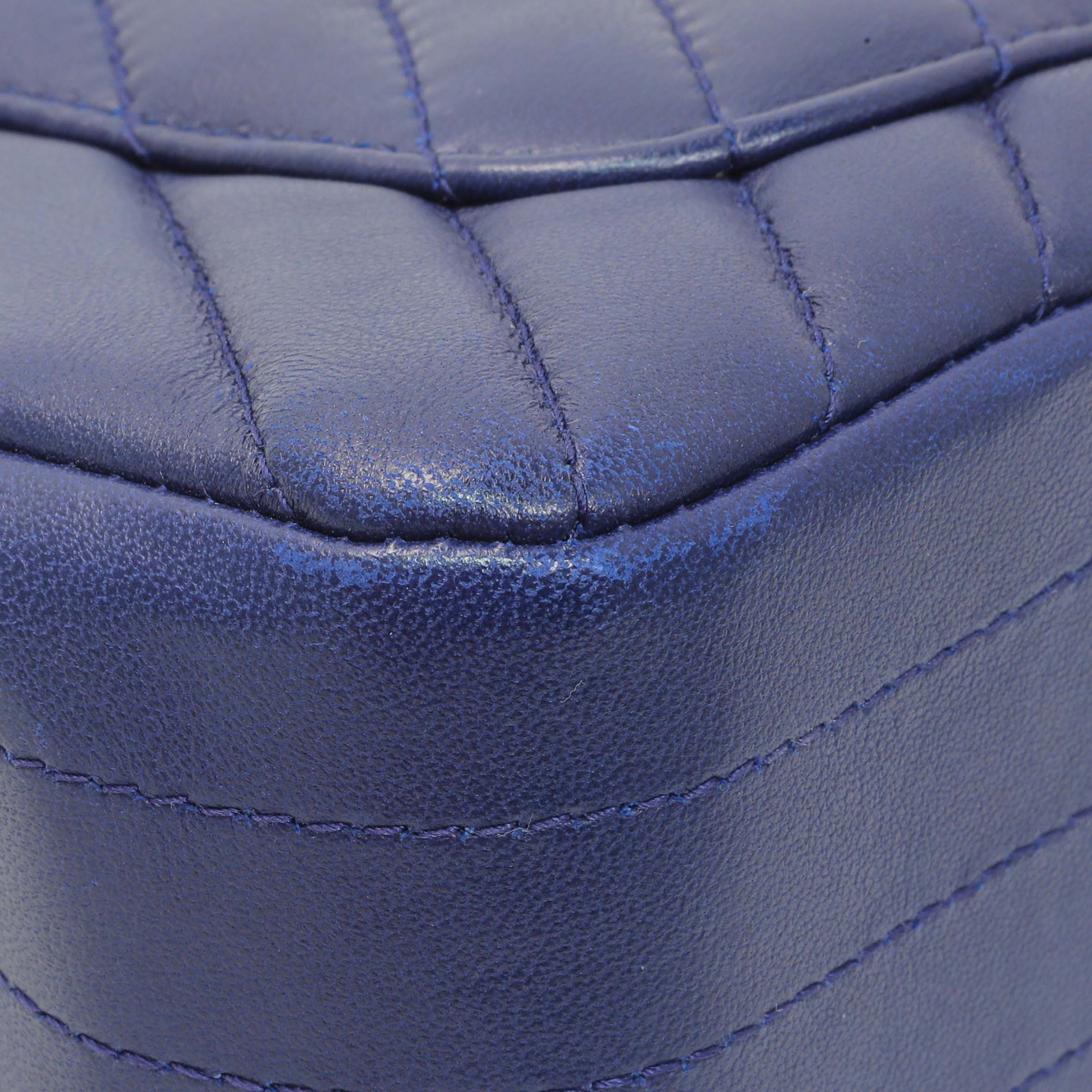 Chanel Blue Chevron Quilted Lambskin Mini Rectangular Flap - Image 6