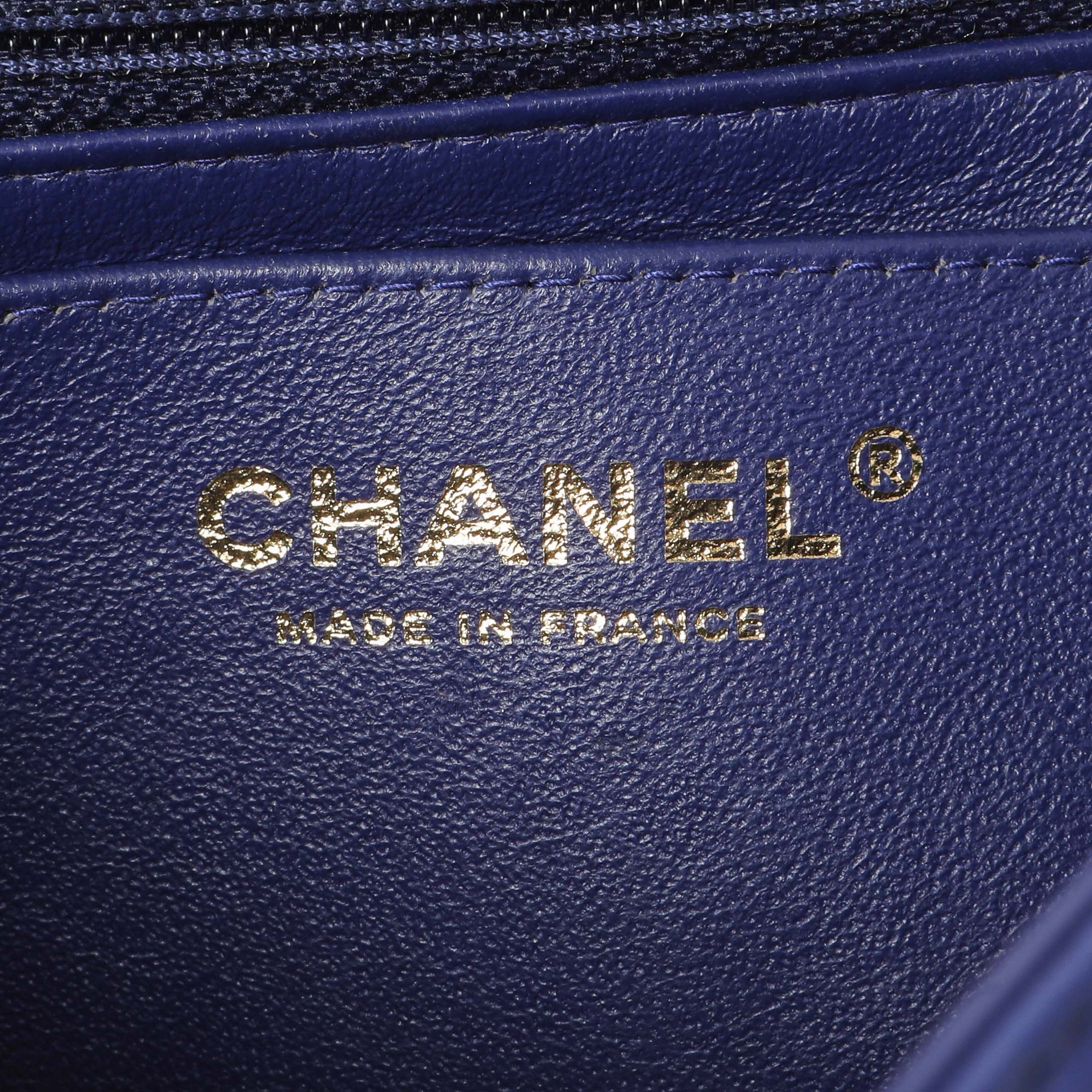 Chanel Blue Chevron Quilted Lambskin Mini Rectangular Flap - Image 9