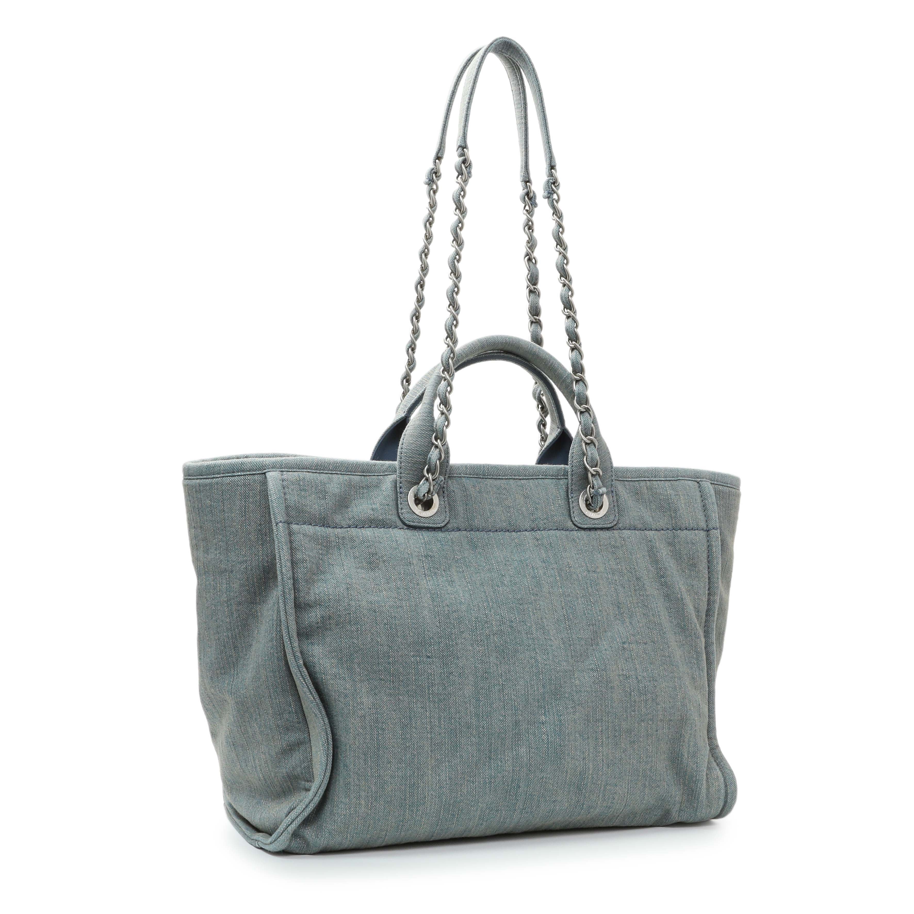 Chanel Blue Denim Medium Deauville Tote - Image 2