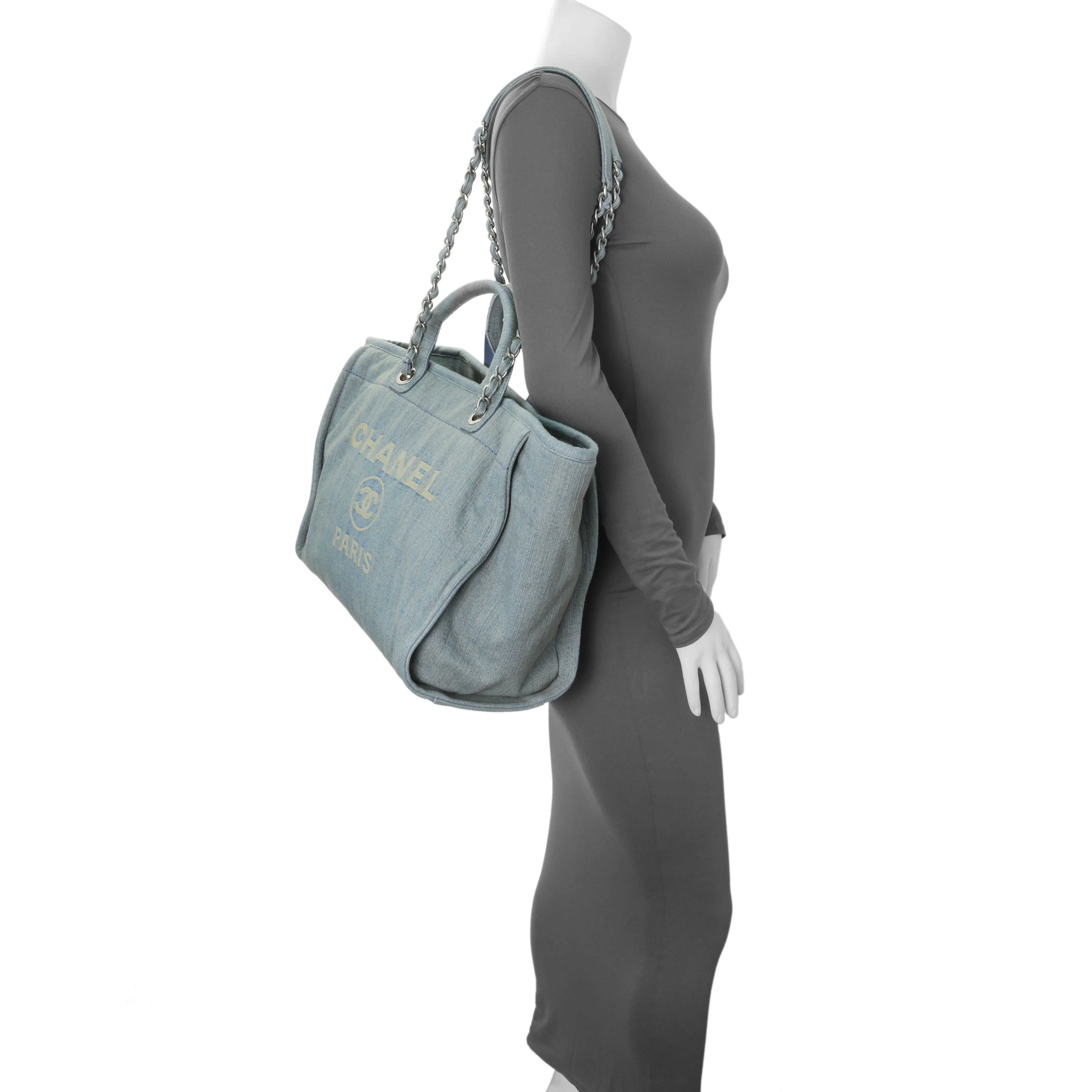 Chanel Blue Denim Medium Deauville Tote - Image 7