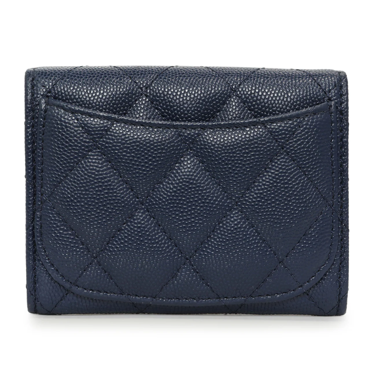 Chanel Blue Quilted Caviar Flap Card Holder Wallet - Image 2