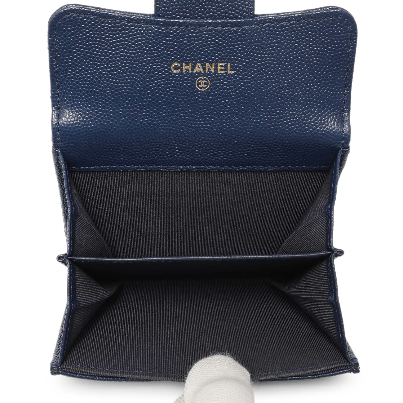 Chanel Blue Quilted Caviar Flap Card Holder Wallet - Image 4
