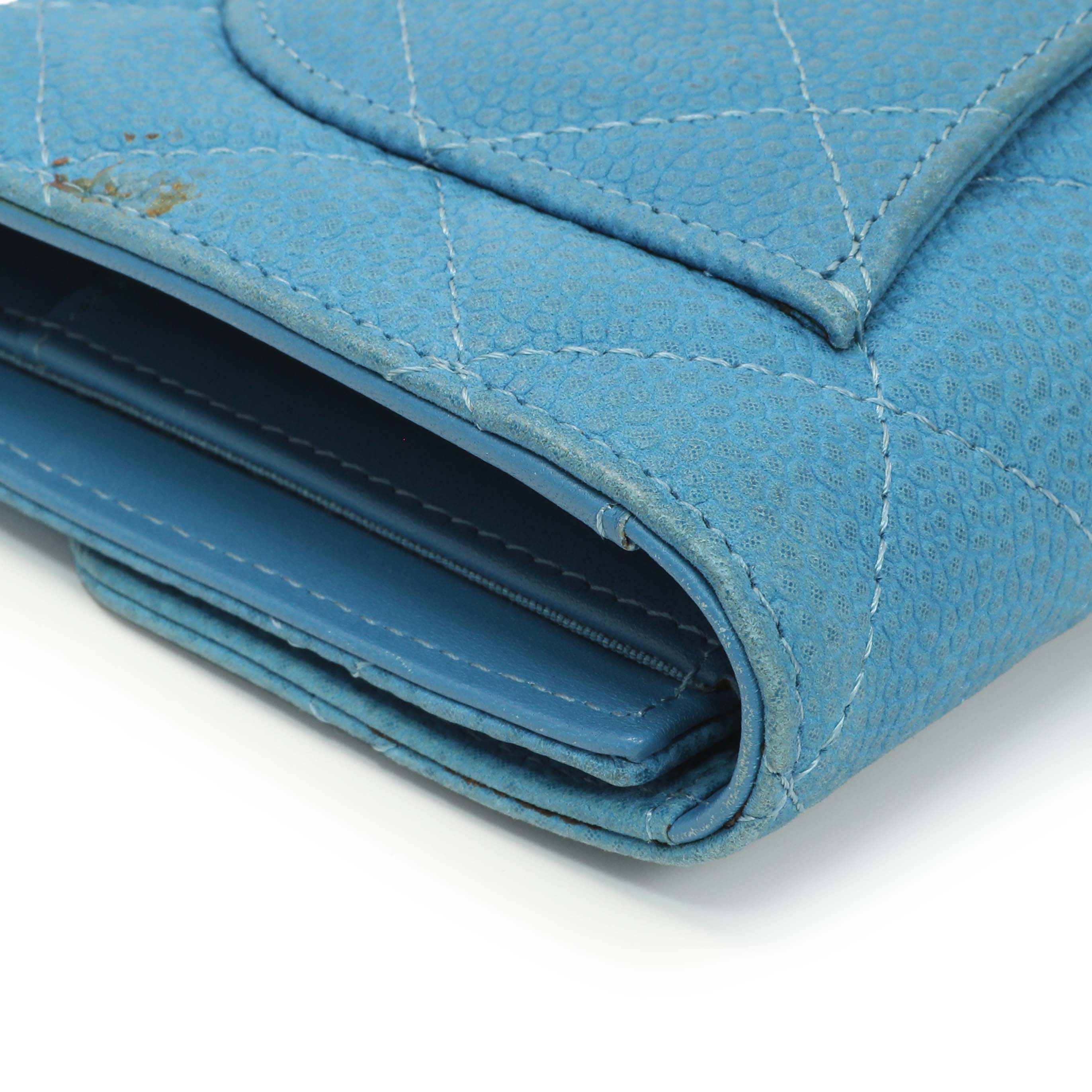 Chanel Blue Quilted Caviar Large Flap Wallet - Image 10