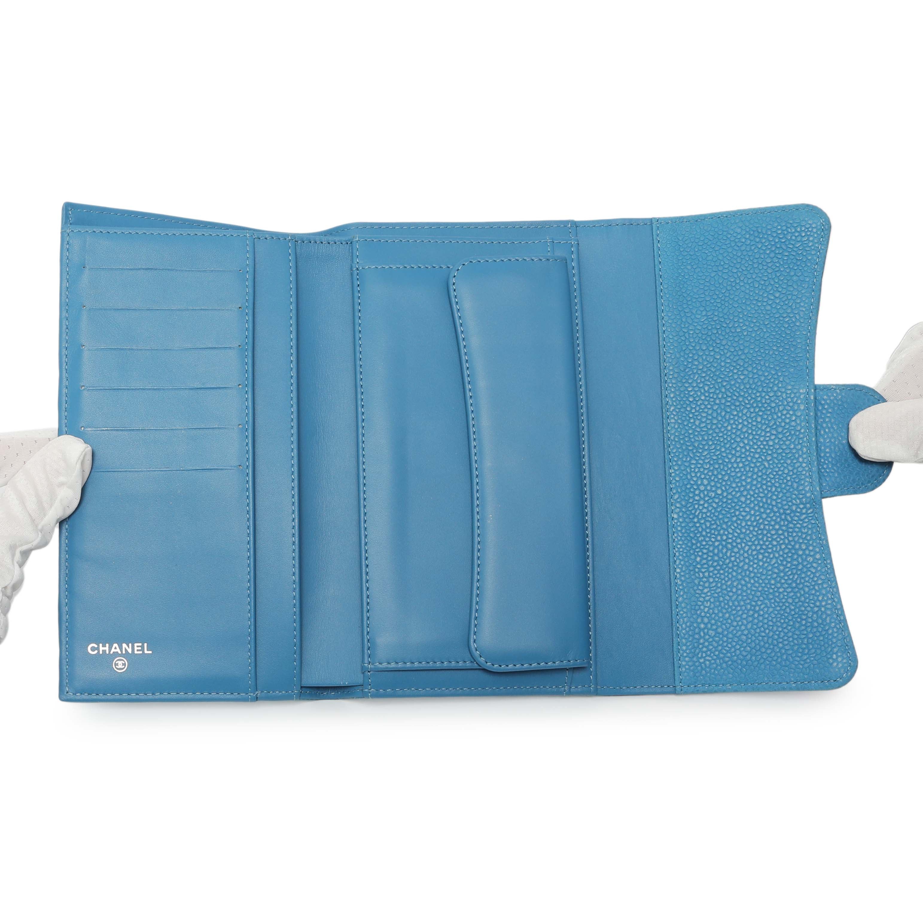 Chanel Blue Quilted Caviar Large Flap Wallet - Image 11