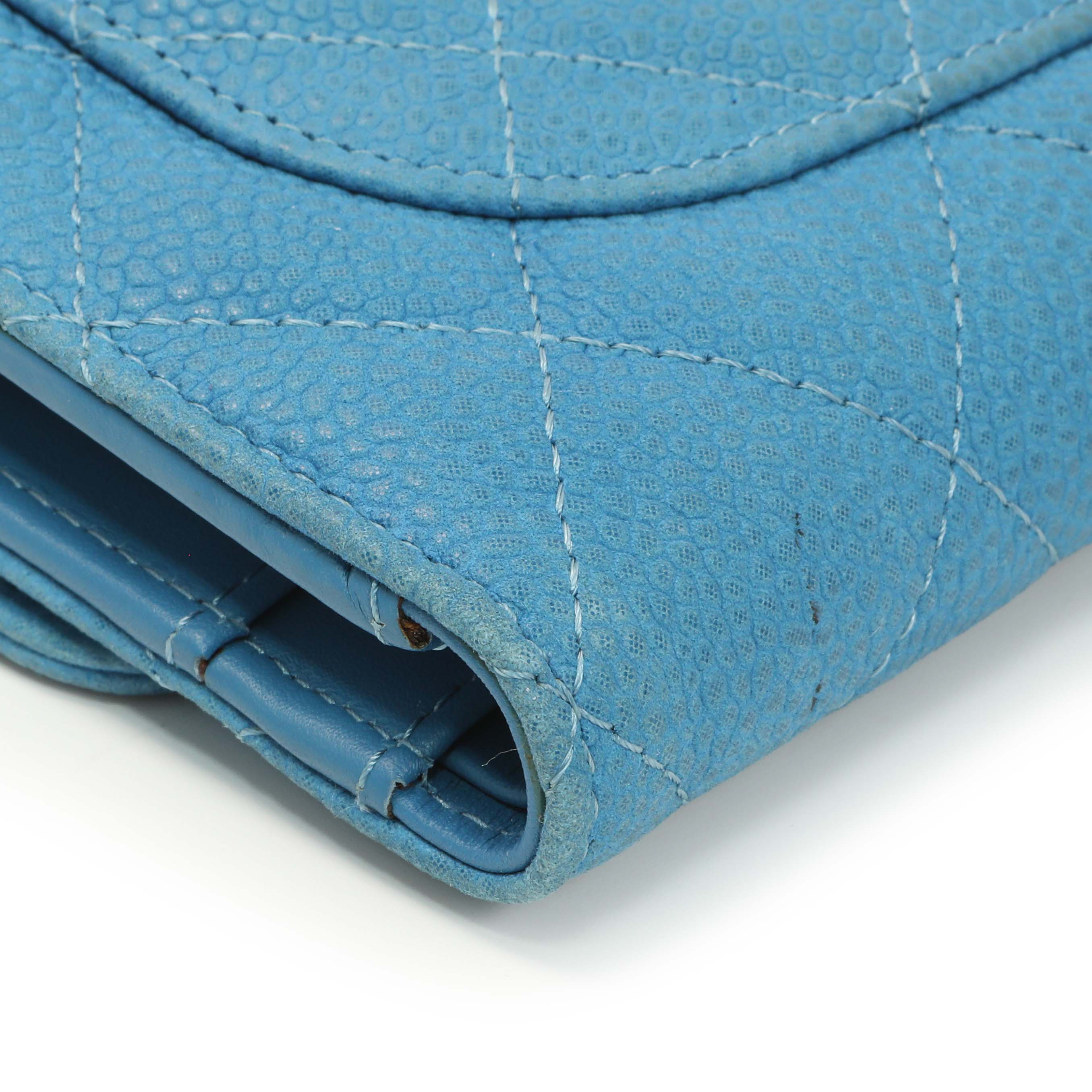 Chanel Blue Quilted Caviar Large Flap Wallet - Image 8