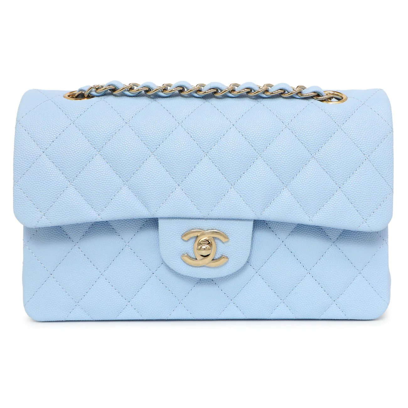 Chanel Blue Quilted Caviar Small Classic Double Flap - Image 2