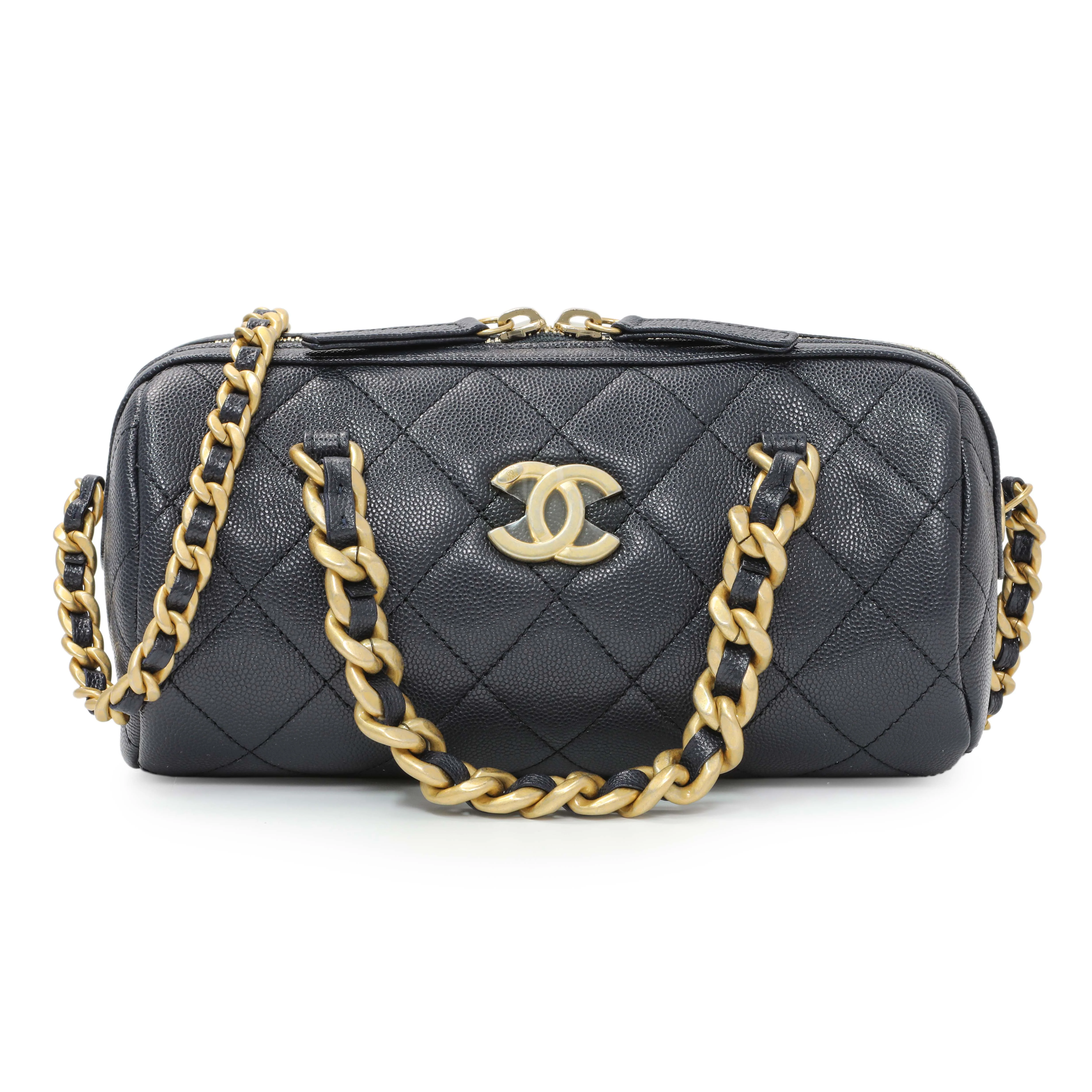 Chanel Blue Quilted Caviar Small Fashion Therapy Bowling Bag
