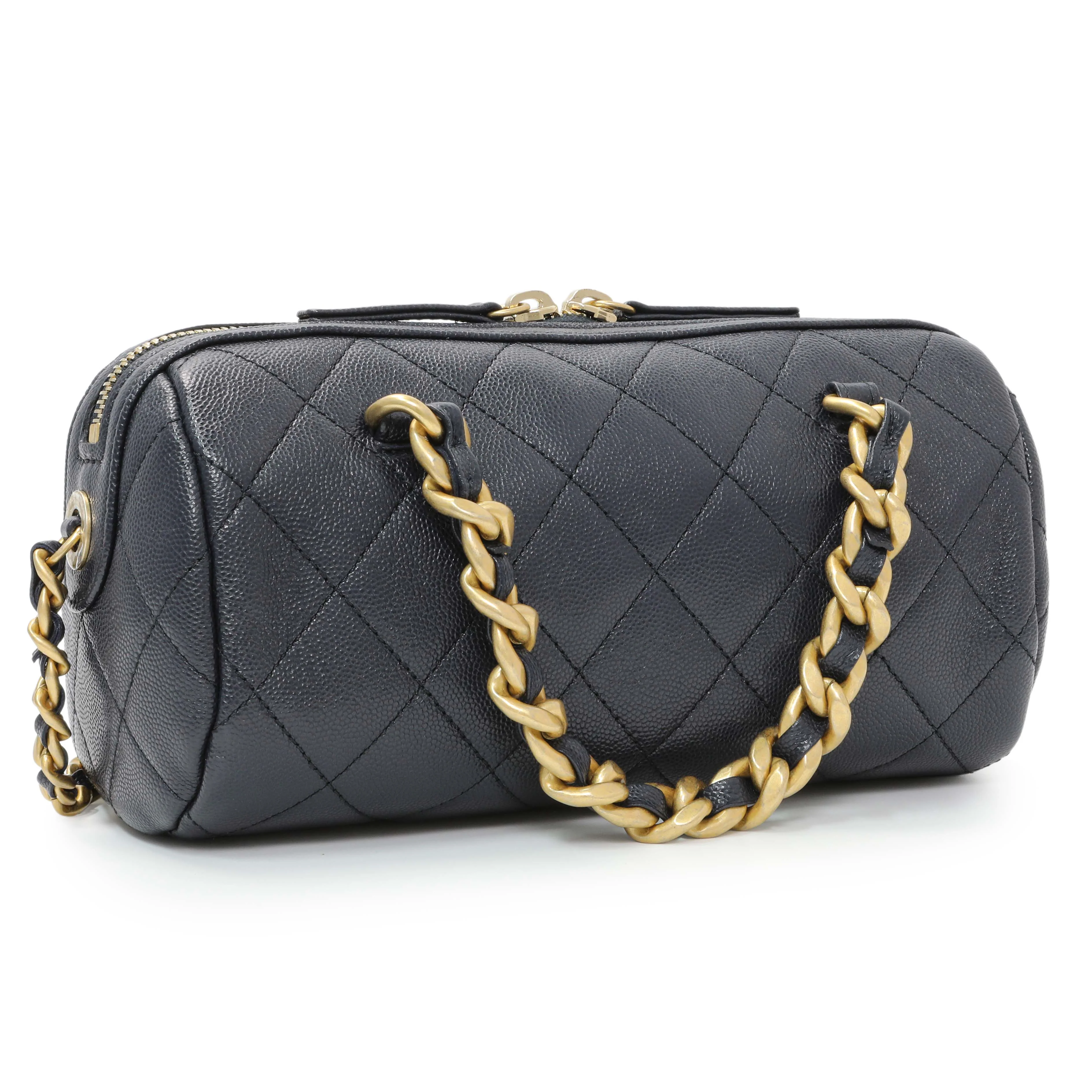 Chanel Blue Quilted Caviar Small Fashion Therapy Bowling Bag - Image 2