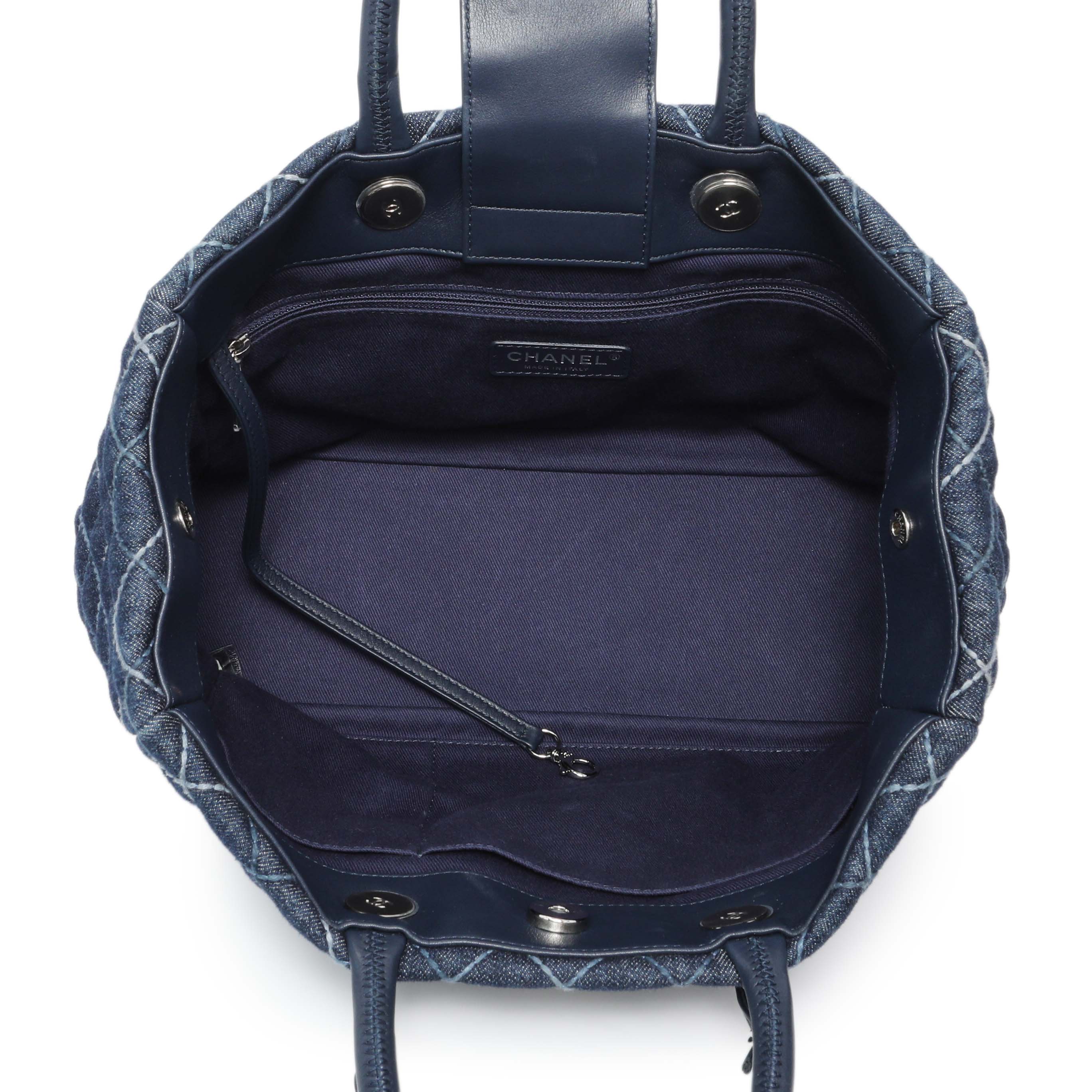 Chanel Blue Quilted Denim Coco Handle Shopping Tote - Image 8