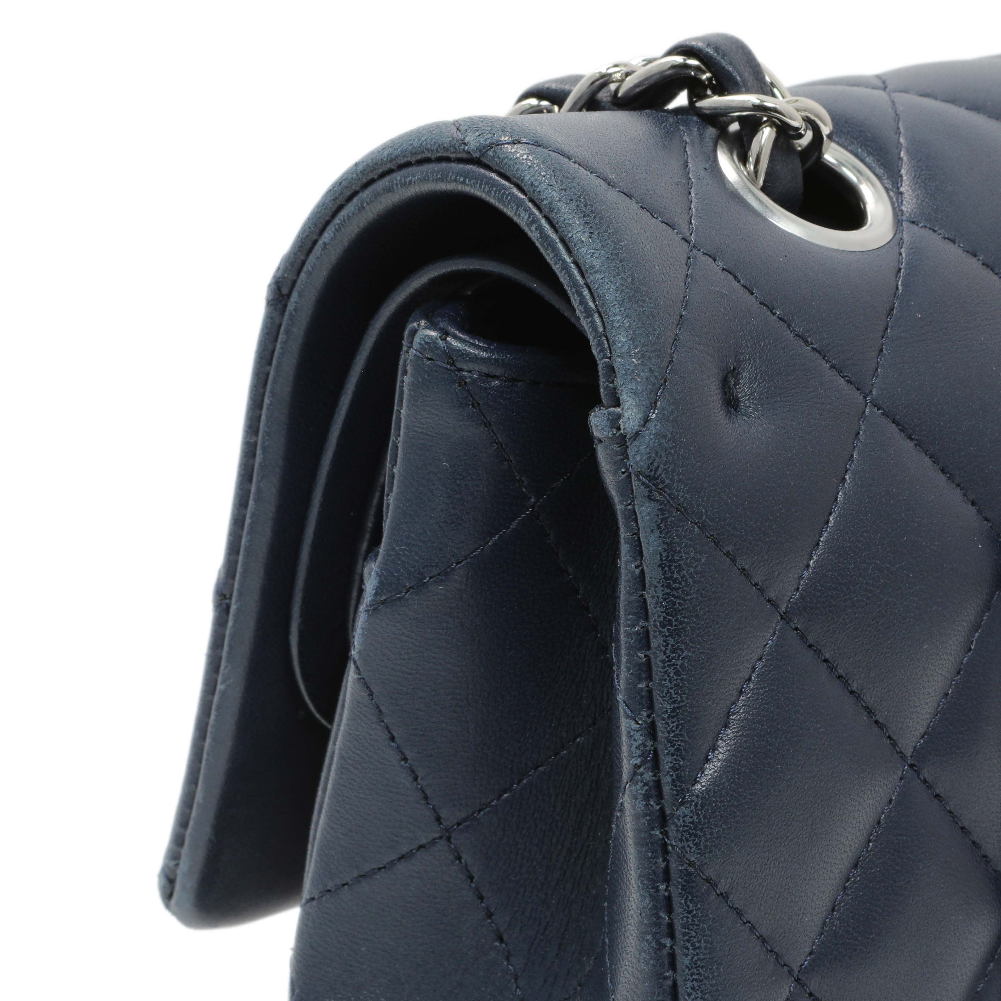 Chanel Blue Quilted Lambskin Medium Classic Double Flap - Image 10