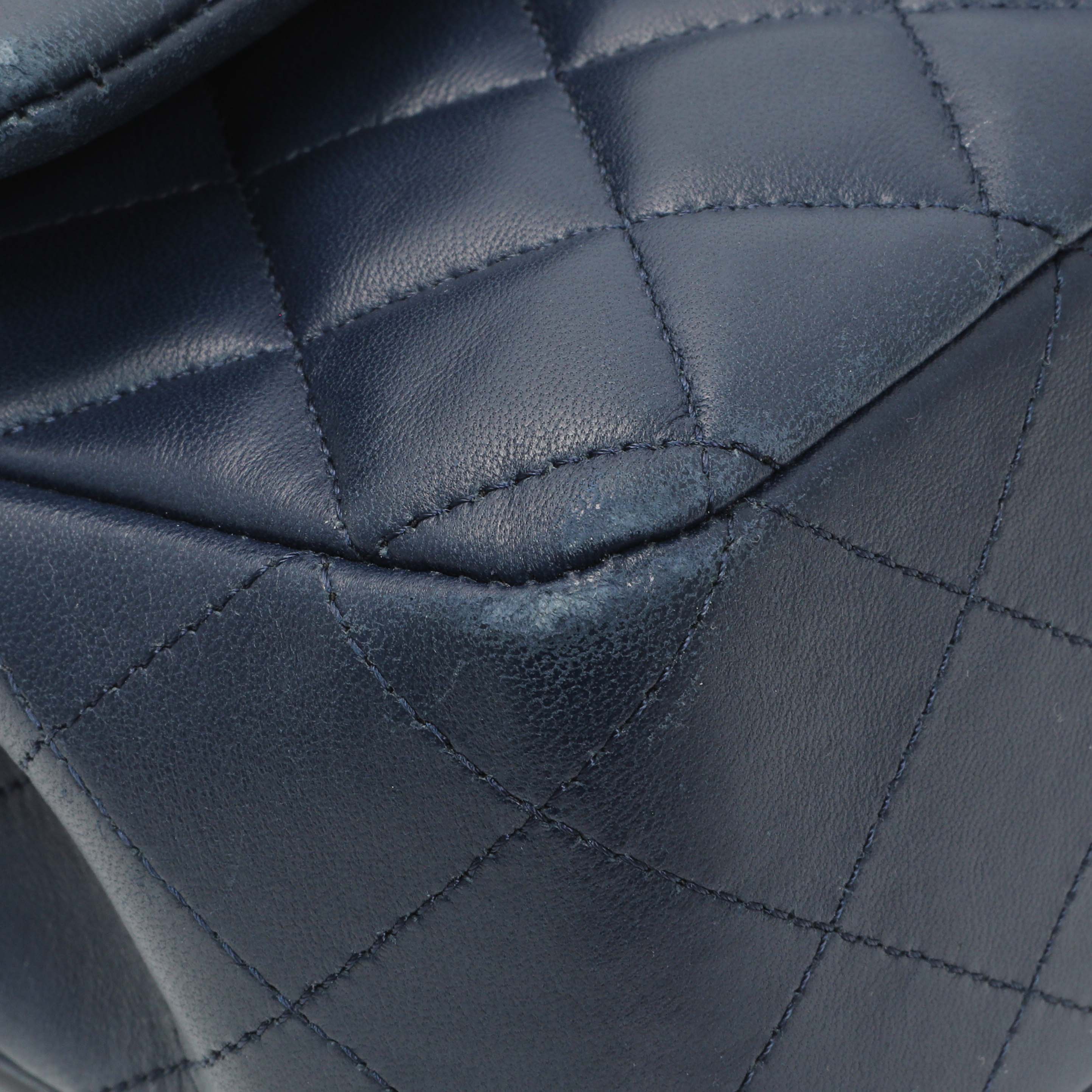 Chanel Blue Quilted Lambskin Medium Classic Double Flap - Image 4