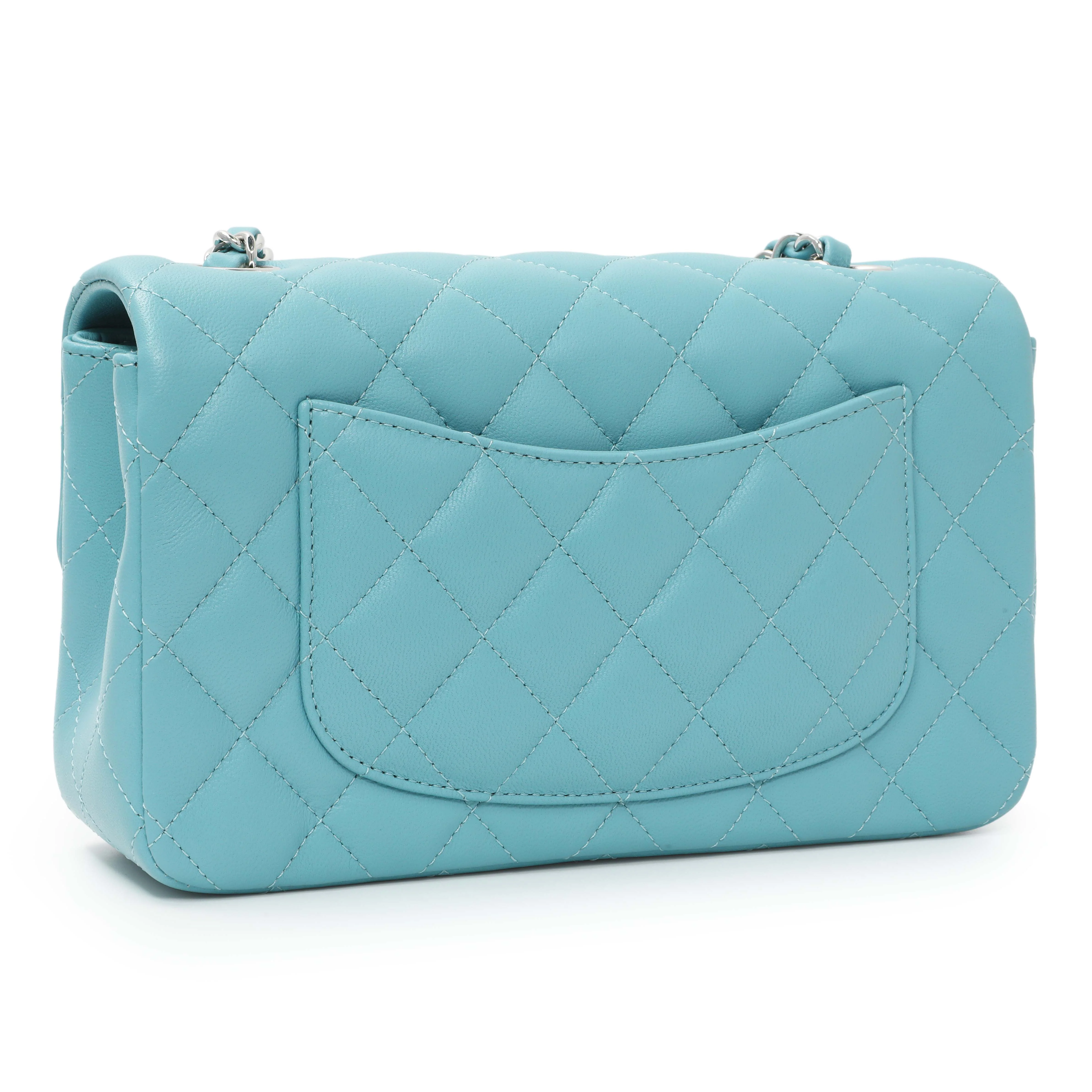 Chanel Blue Quilted Lambskin Mini Rectangular Flap - Image 2