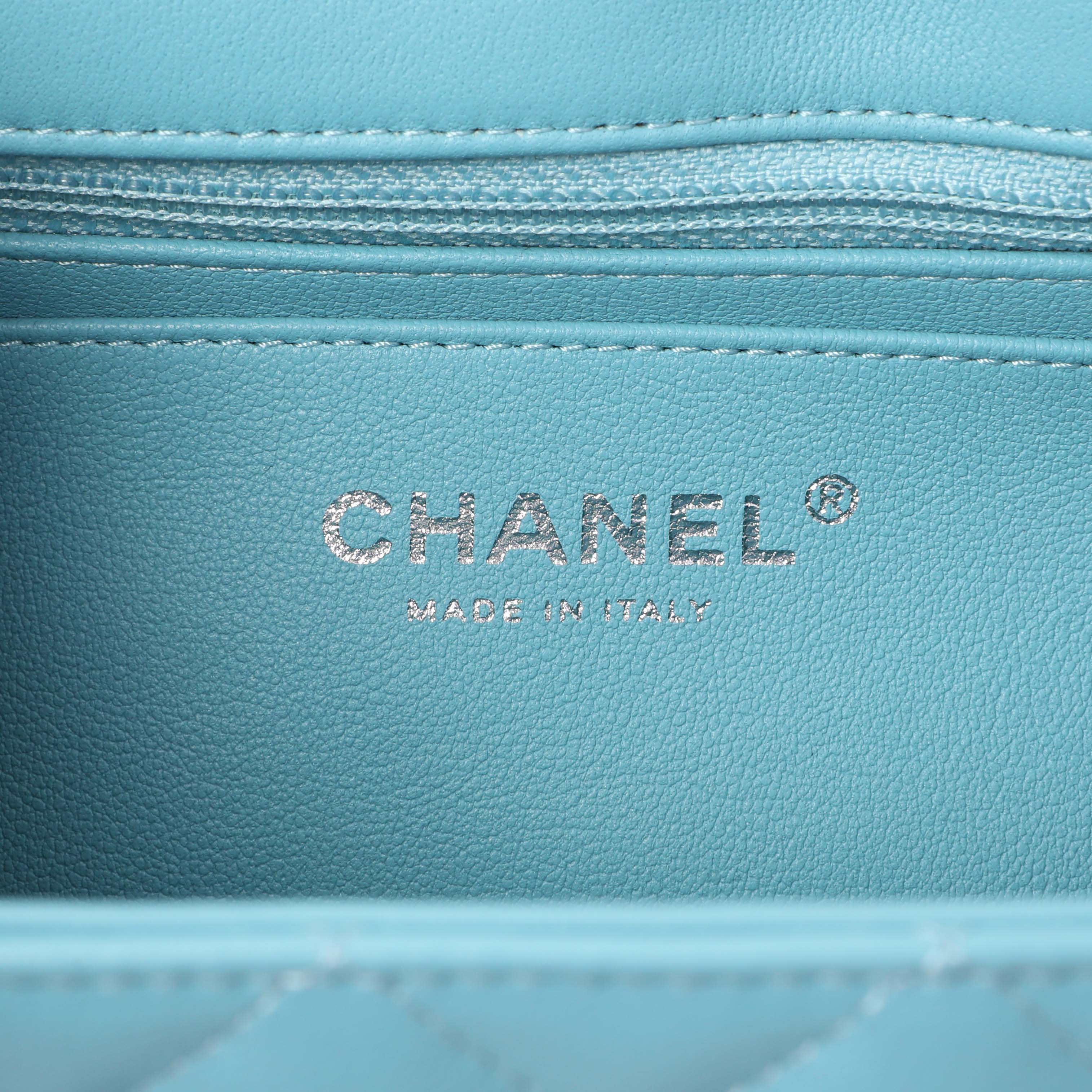 Chanel Blue Quilted Lambskin Mini Rectangular Flap - Image 5