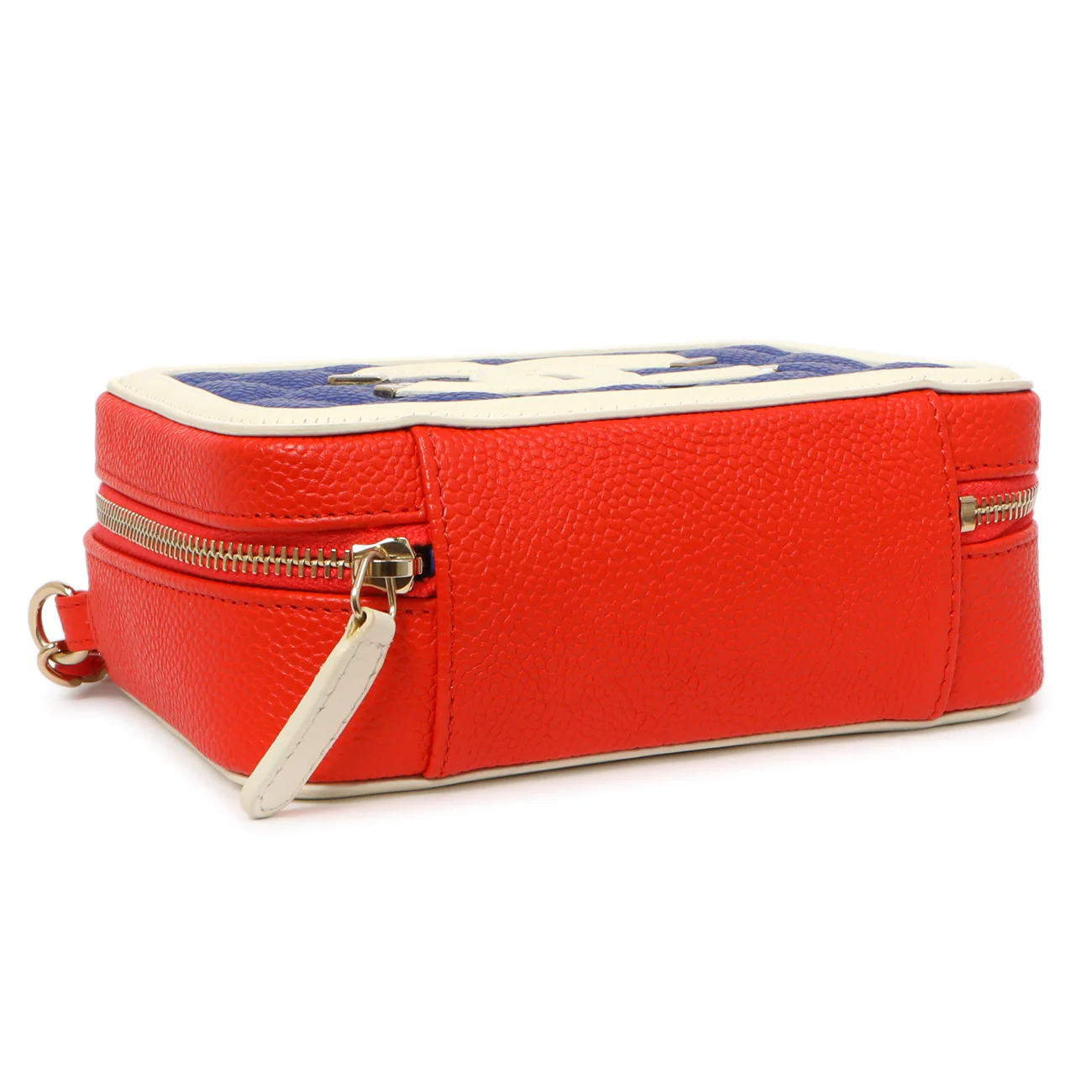 Chanel Blue White Red Caviar Quilted Micro CC Filigree Vanity Case - Image 4
