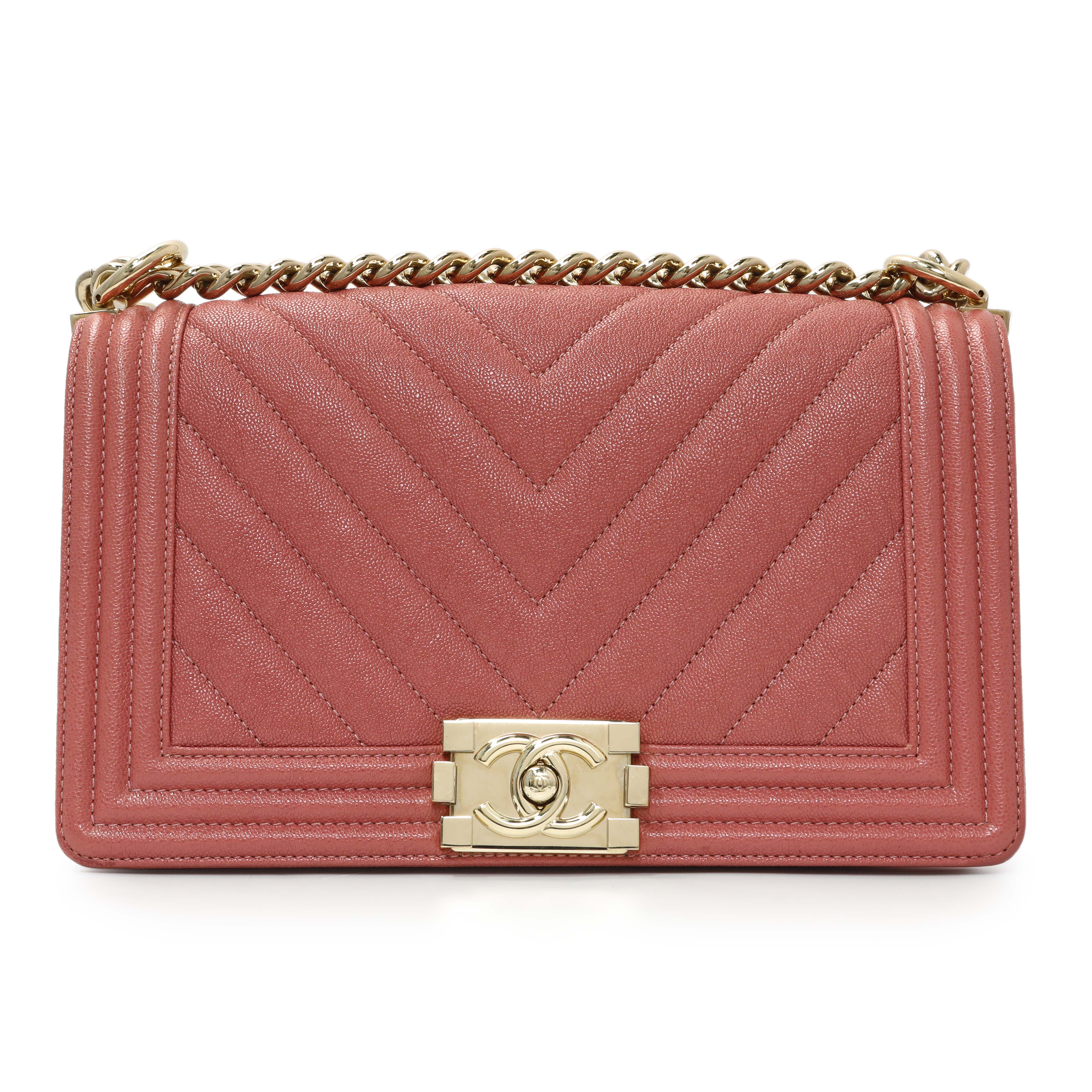 Chanel Blush Chevron Quilted Caviar New Medium Boy Flap - Image 2