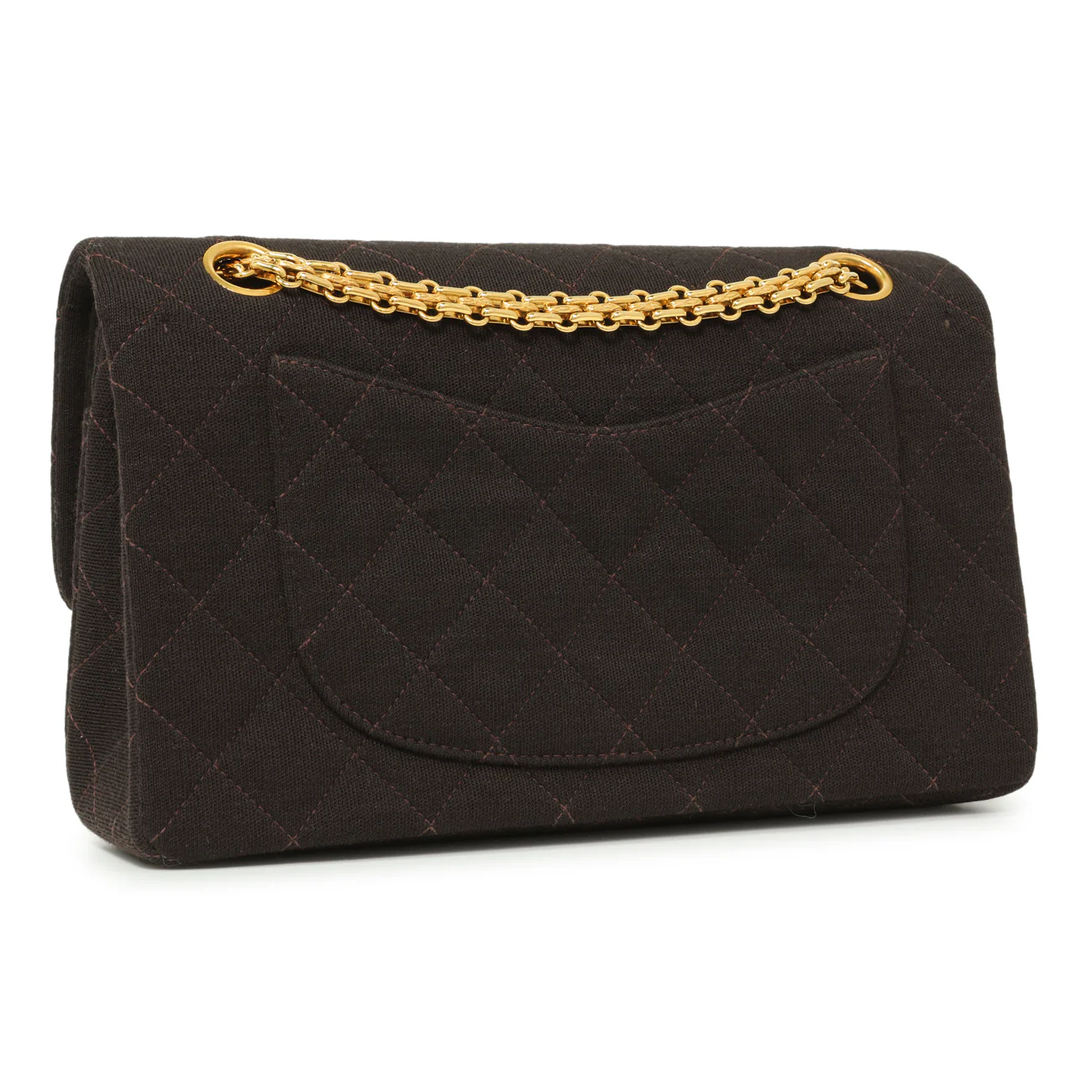 Chanel Brown Quilted Jersey Small Double Flap - Image 2