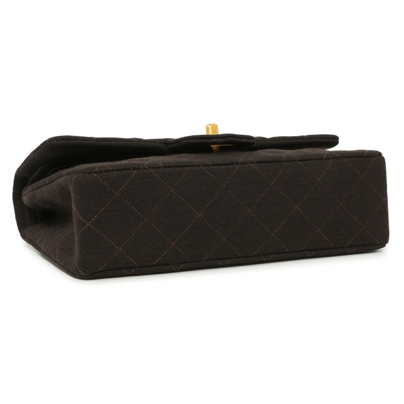 Chanel Brown Quilted Jersey Small Double Flap - Image 3