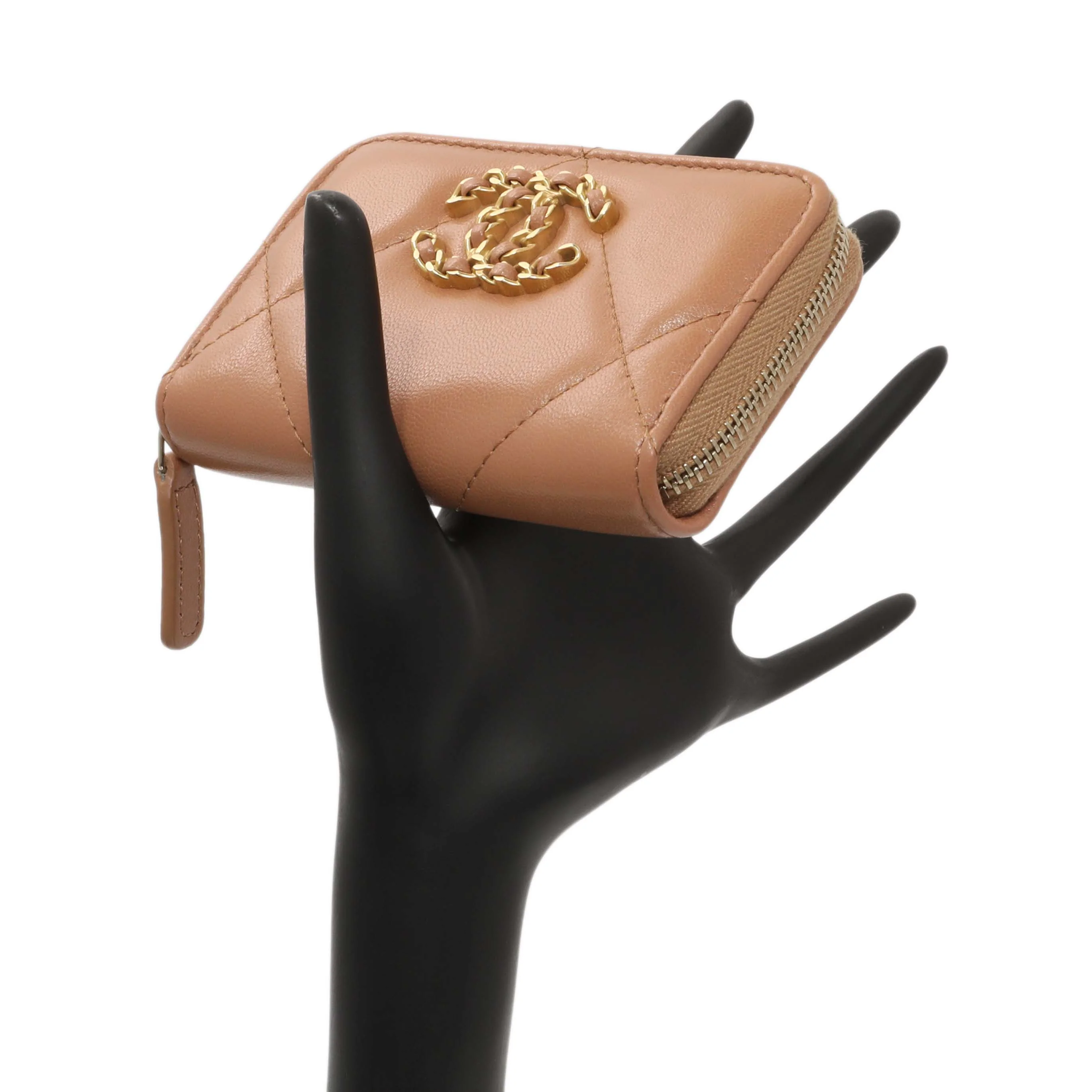 Chanel Brown Quilted Lambskin 19 Zip Around Coin Purse - Image 7
