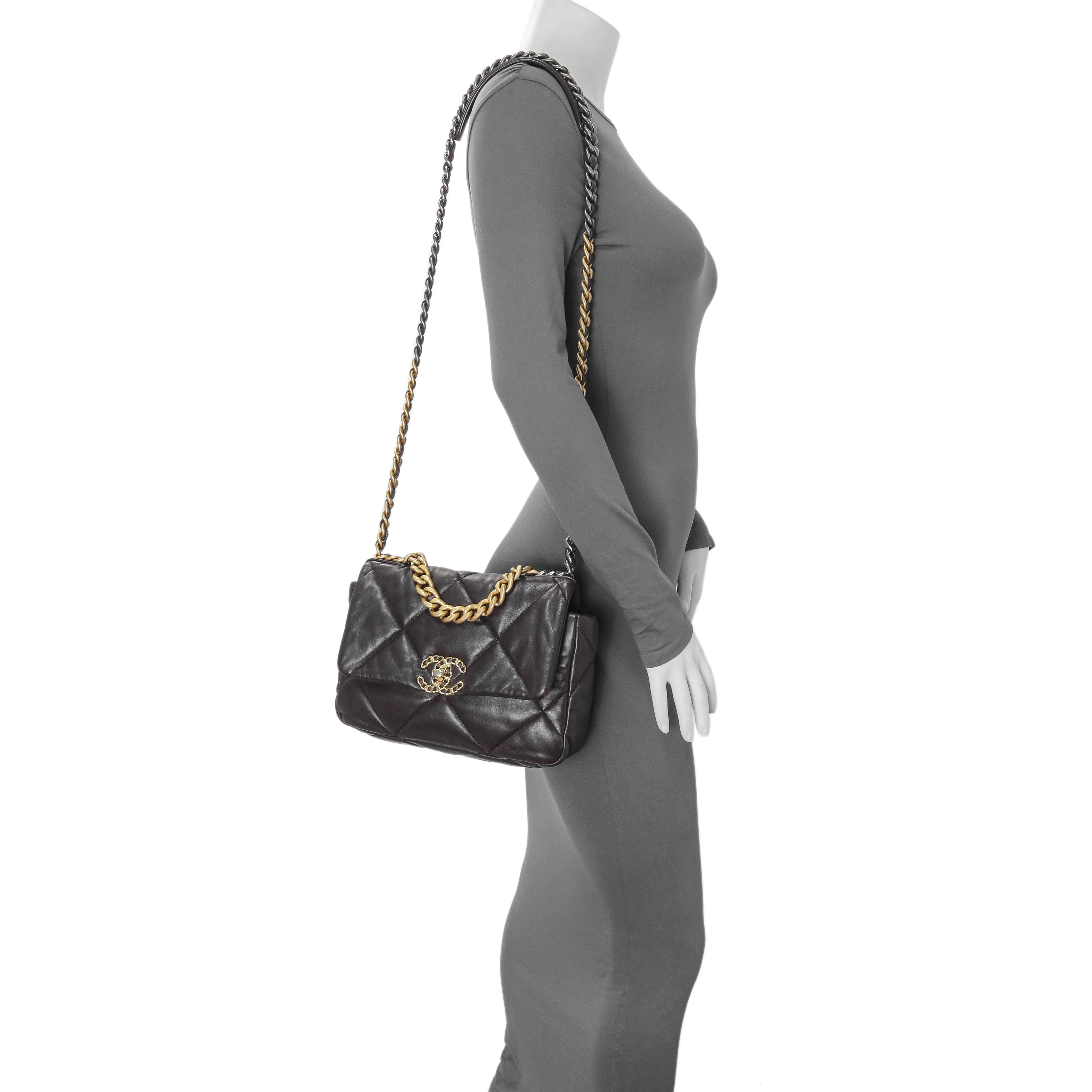 Chanel Brown Quilted Lambskin Medium Chanel 19 Flap - Image 12