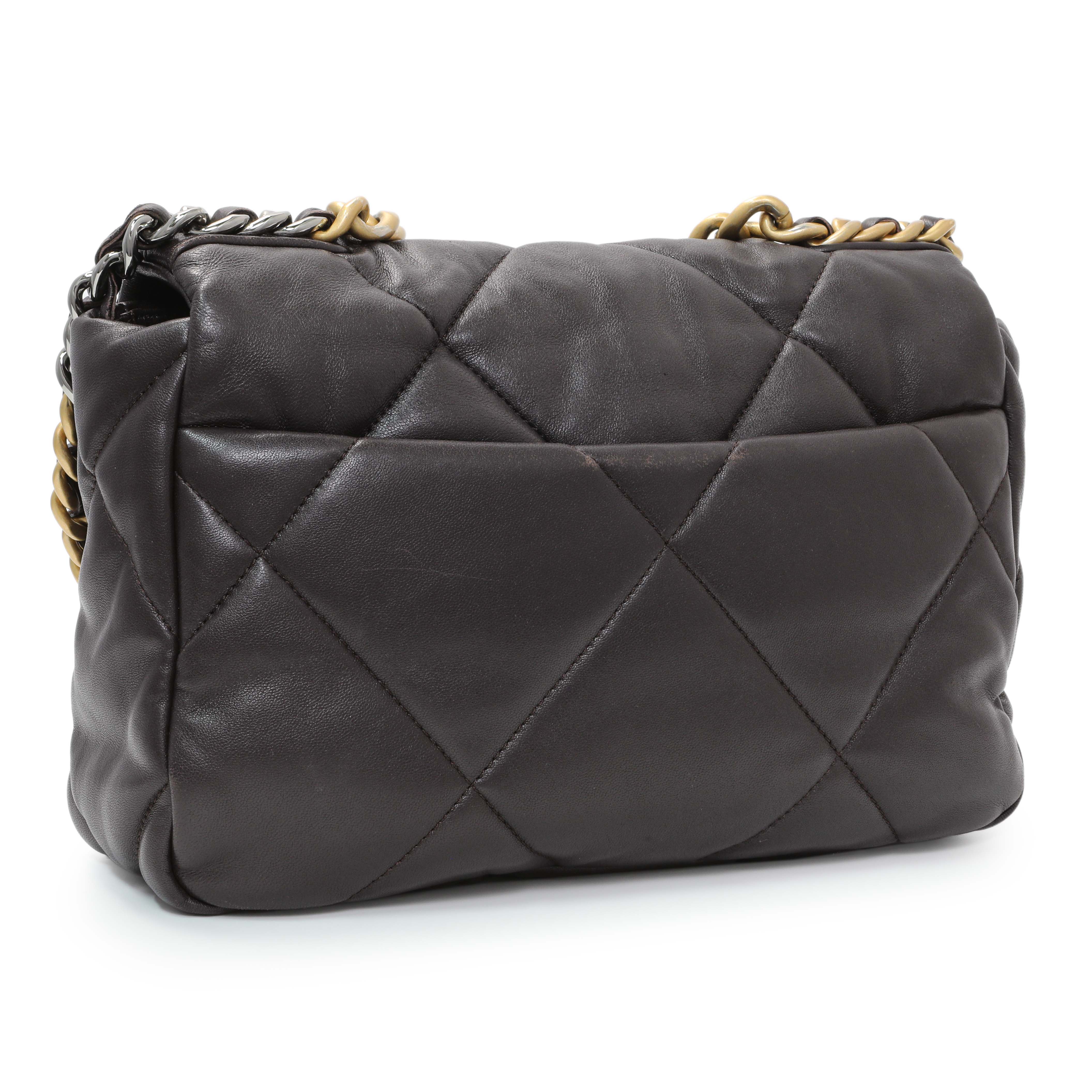 Chanel Brown Quilted Lambskin Medium Chanel 19 Flap - Image 3