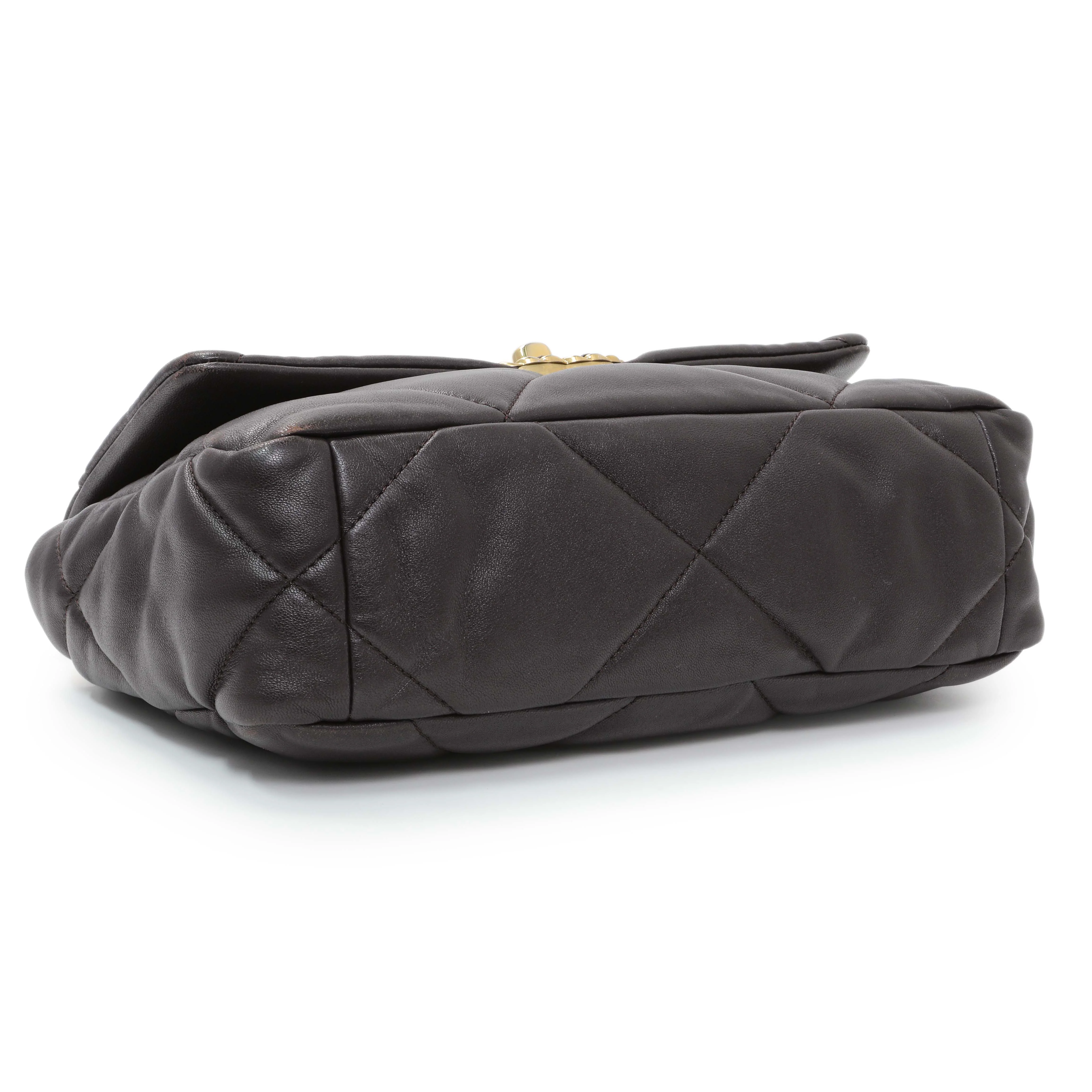Chanel Brown Quilted Lambskin Medium Chanel 19 Flap - Image 4