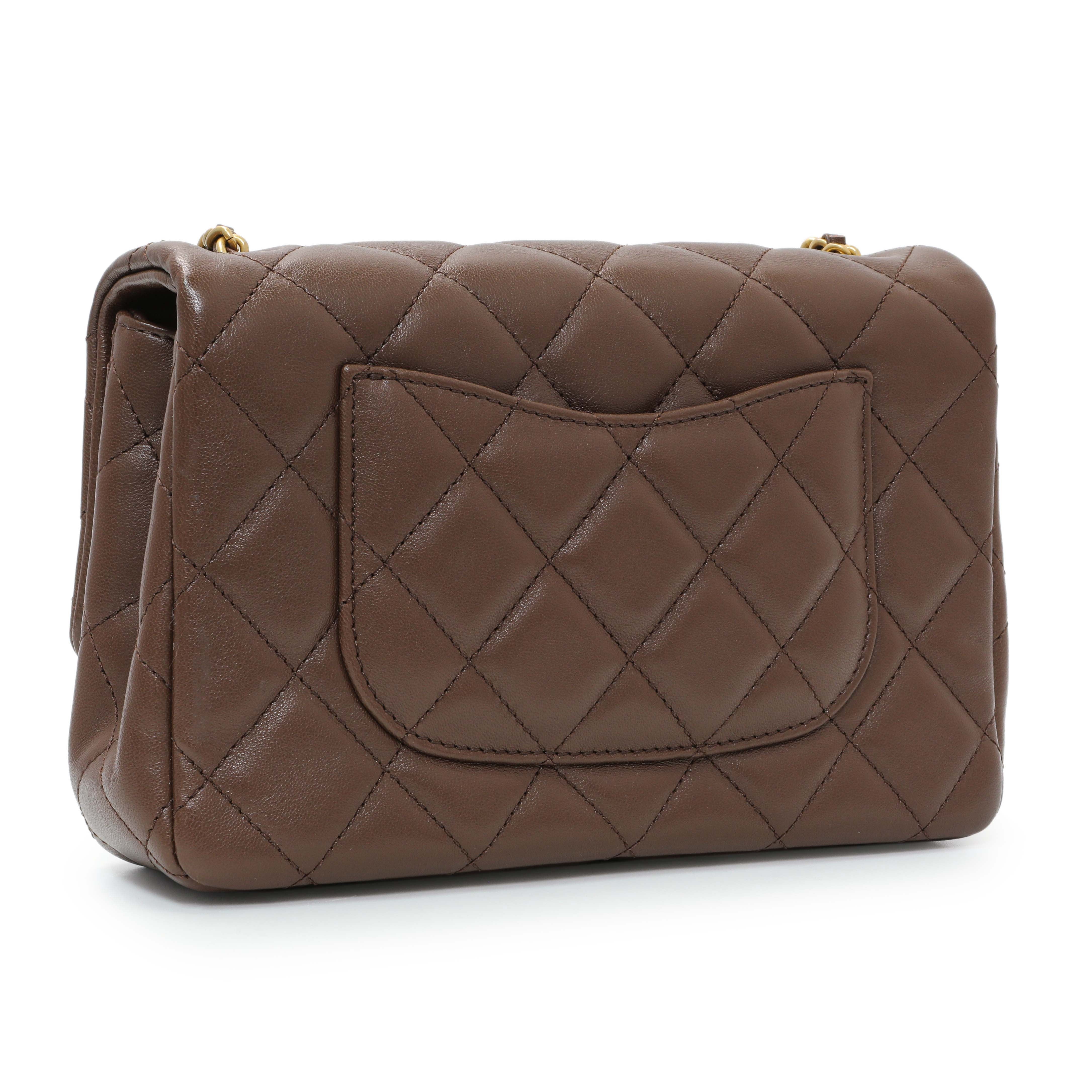 Chanel Brown Quilted Lambskin Mini Wenge Wood Flap - Image 2