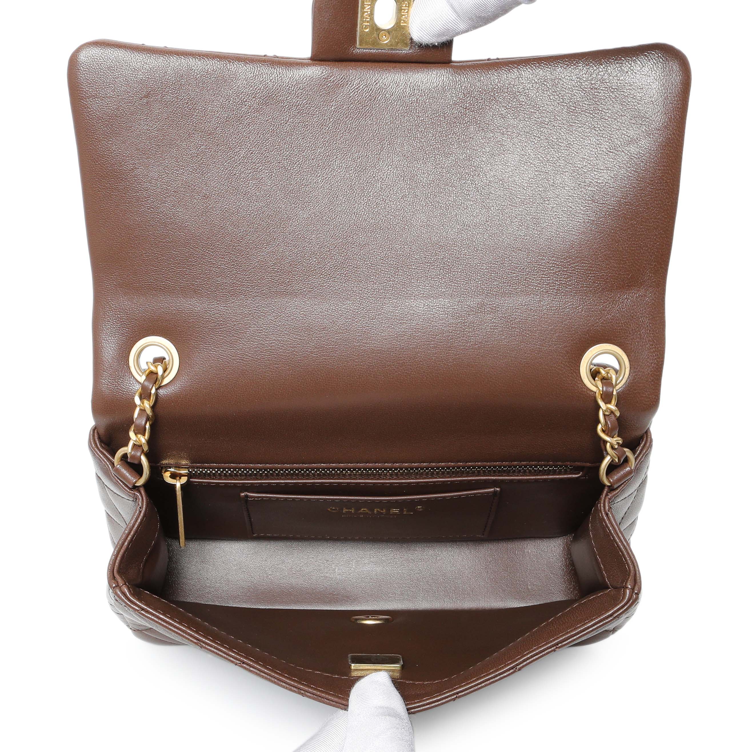 Chanel Brown Quilted Lambskin Mini Wenge Wood Flap - Image 4