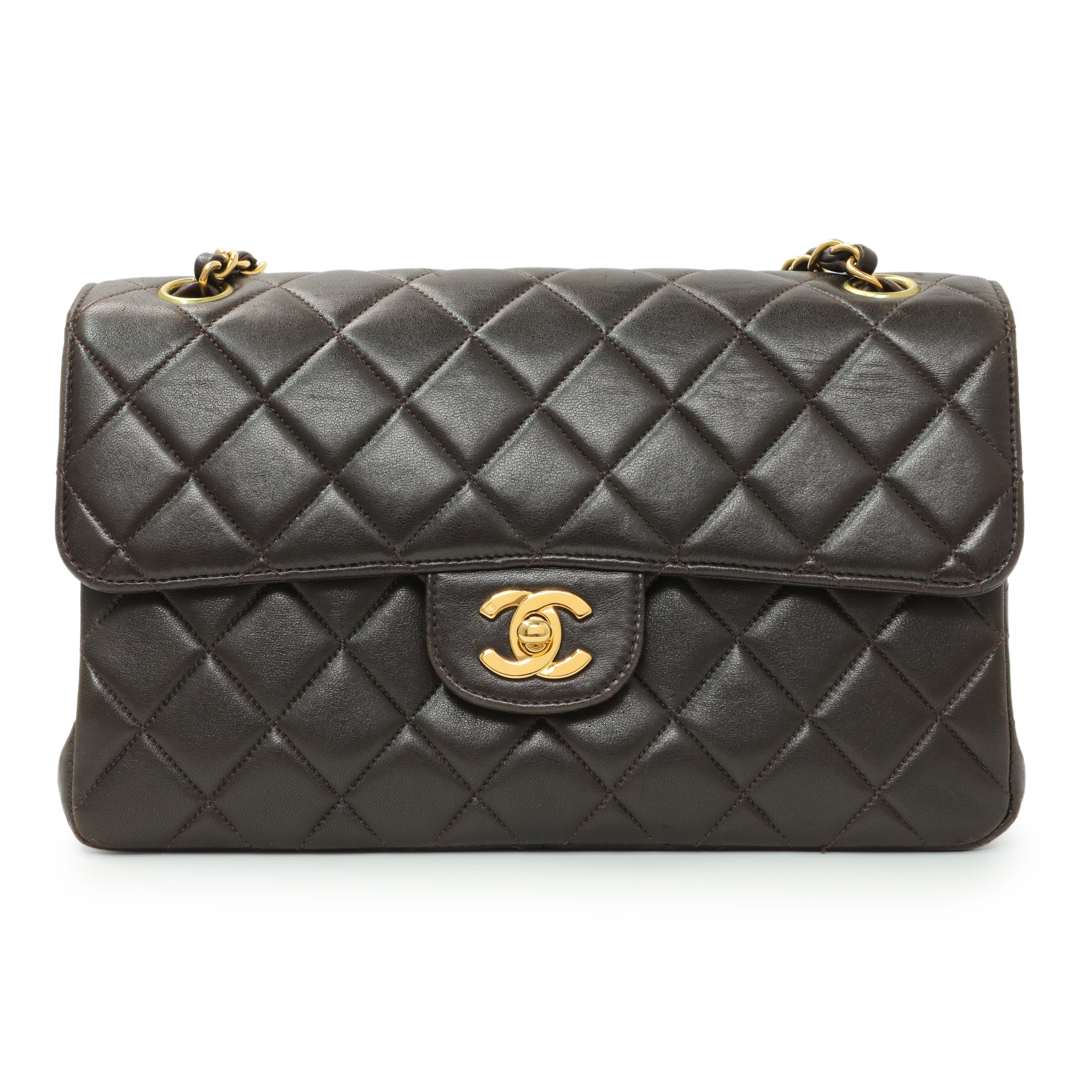 Chanel Brown Quilted Lambskin Vintage Double Sided Flap