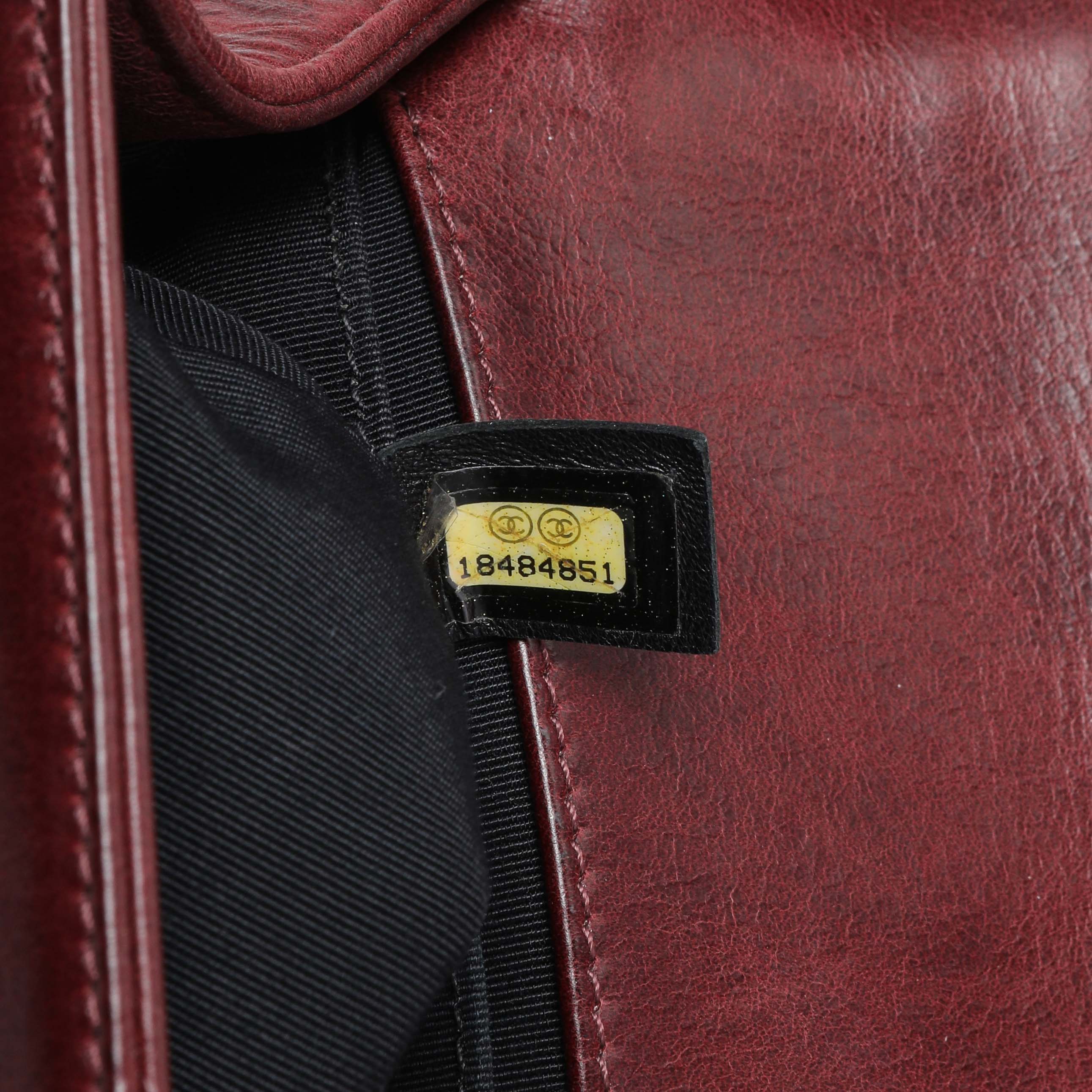 Chanel Burgundy Calfskin Double Stitch Medium Boy Flap - Image 10