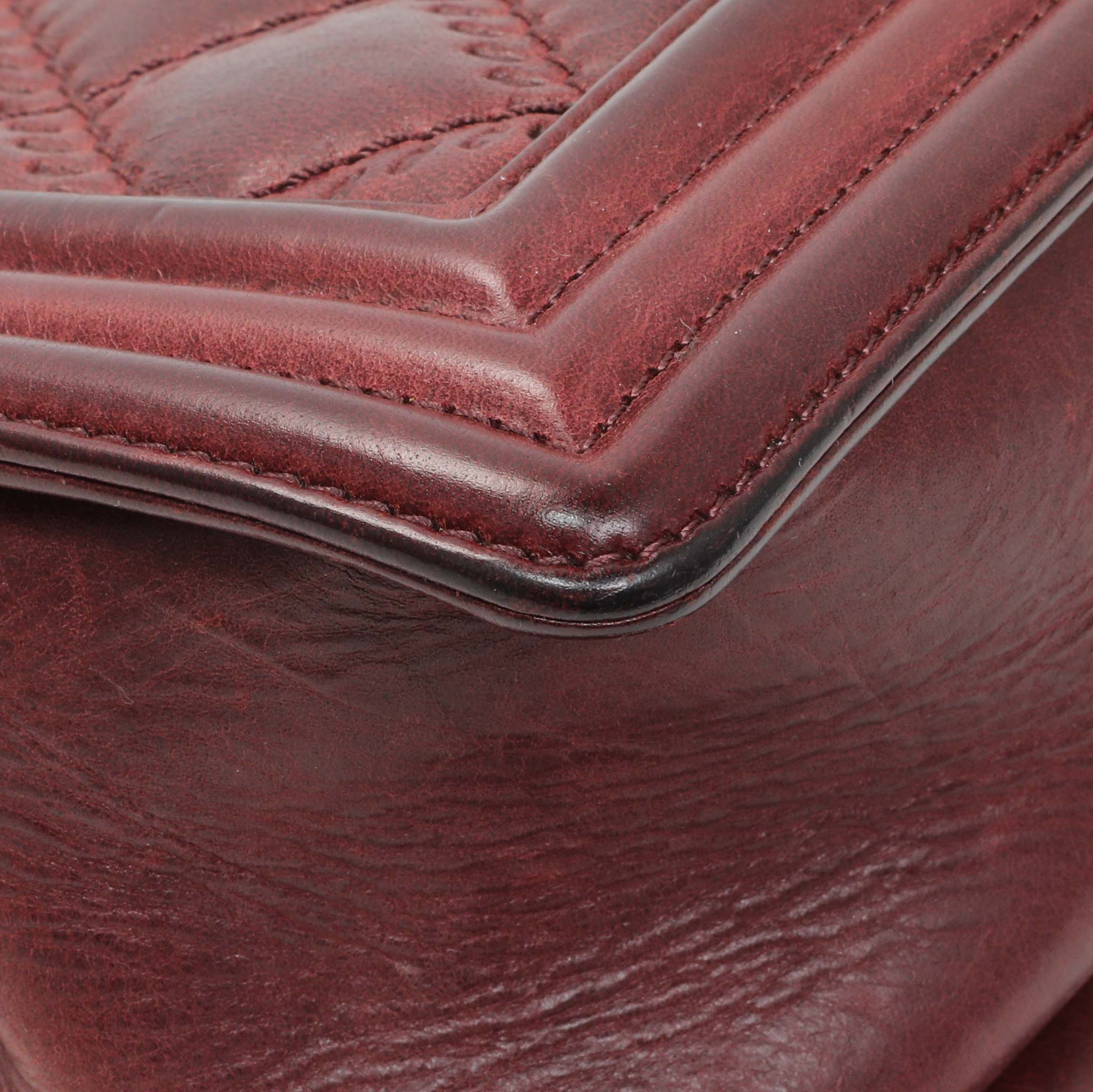 Chanel Burgundy Calfskin Double Stitch Medium Boy Flap - Image 6