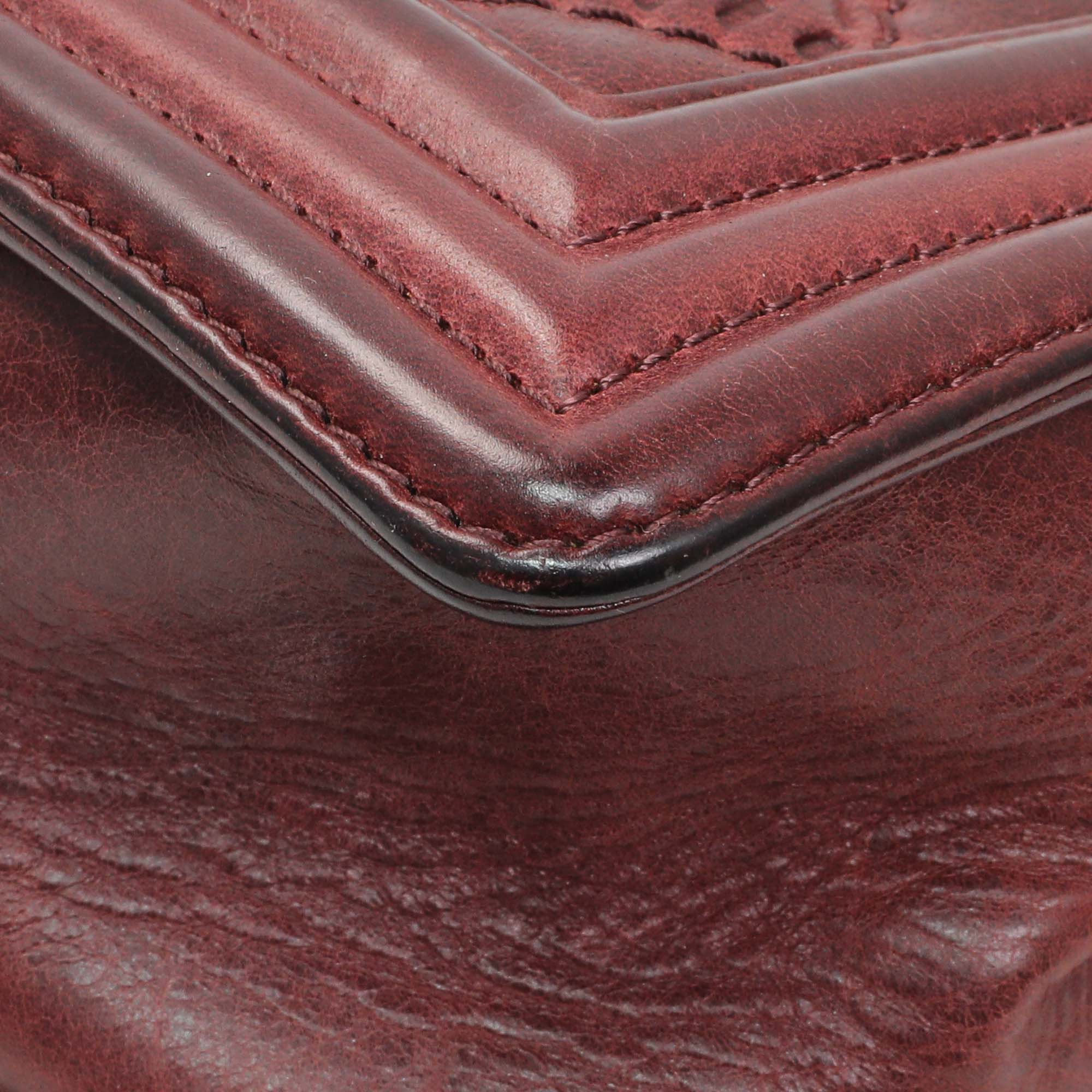 Chanel Burgundy Calfskin Double Stitch Medium Boy Flap - Image 7