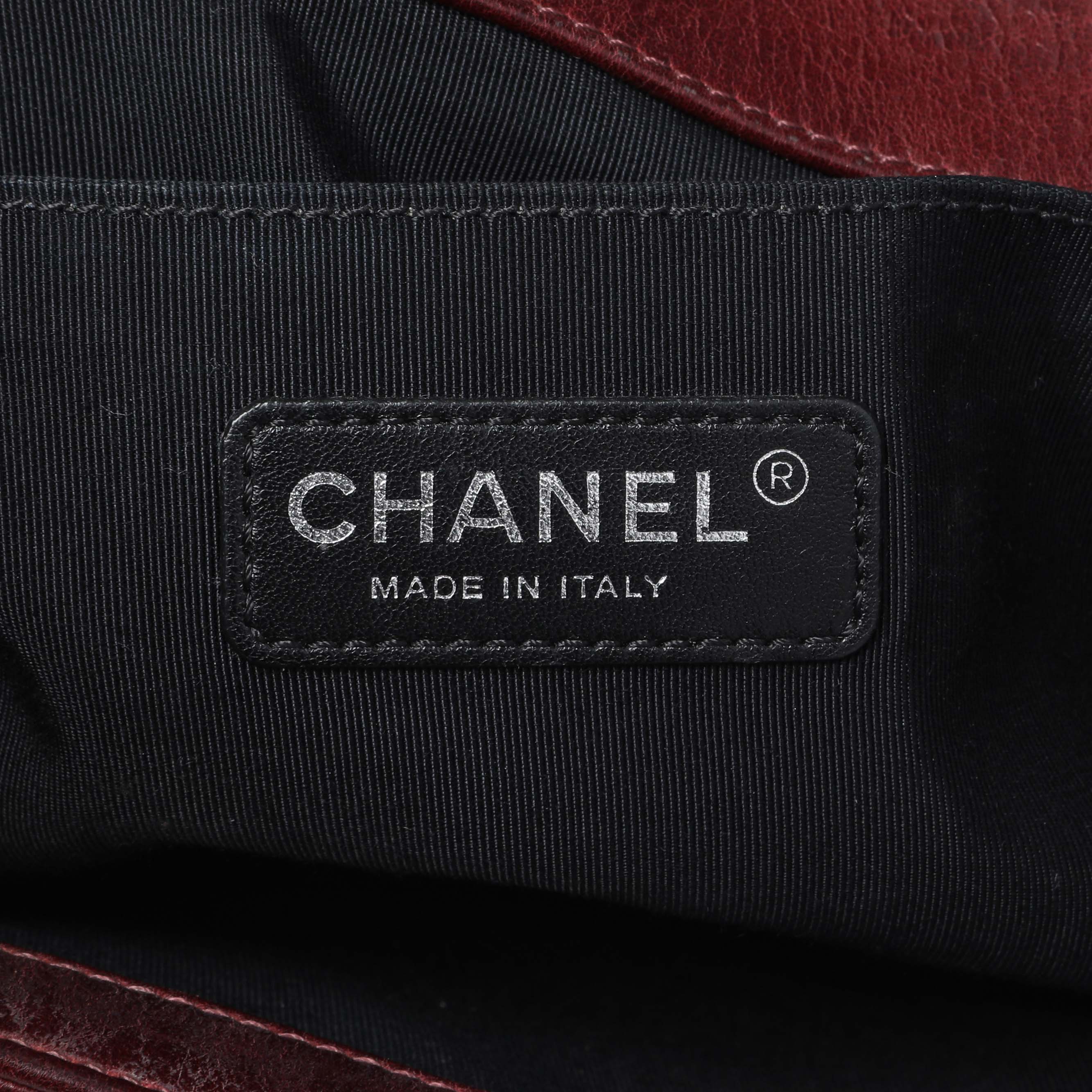 Chanel Burgundy Calfskin Double Stitch Medium Boy Flap - Image 9