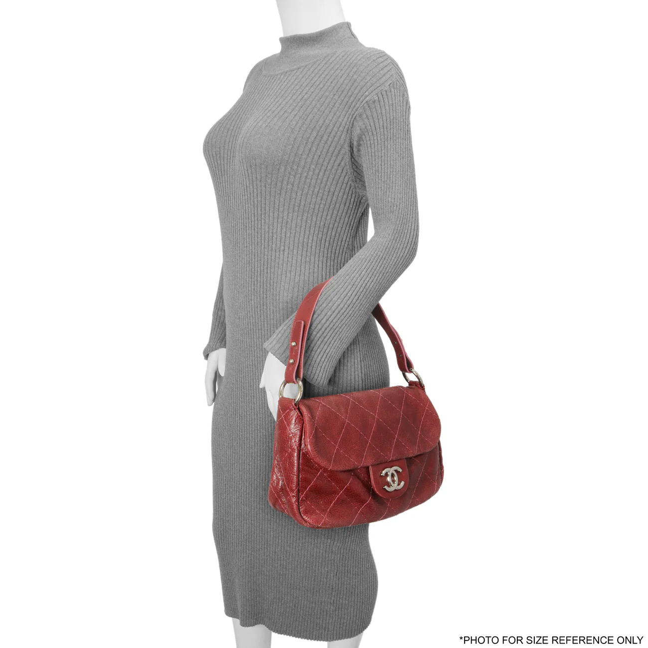 Chanel Burgundy Glazed Calfskin On The Road Flap - Image 12