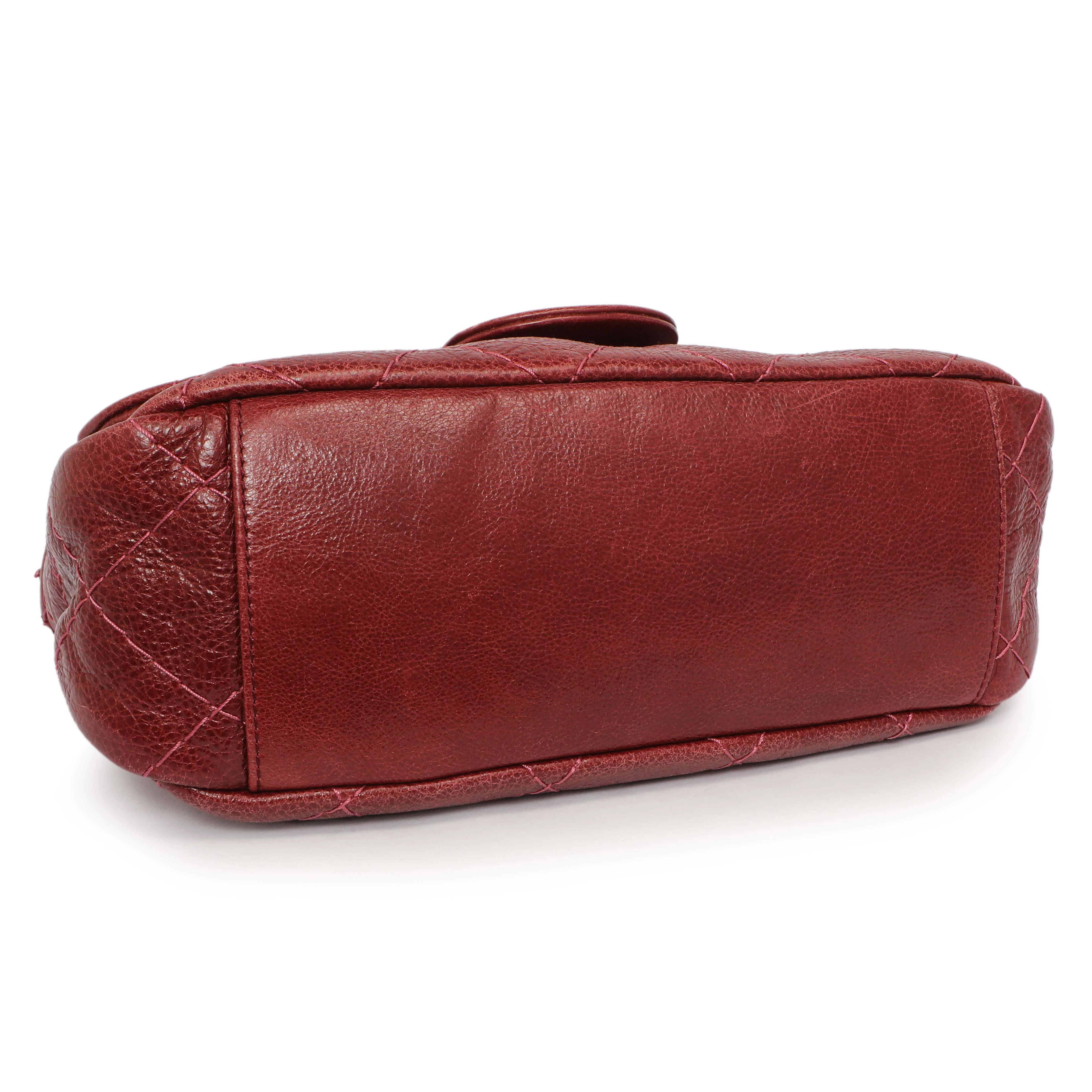 Chanel Burgundy Glazed Calfskin On The Road Flap - Image 3