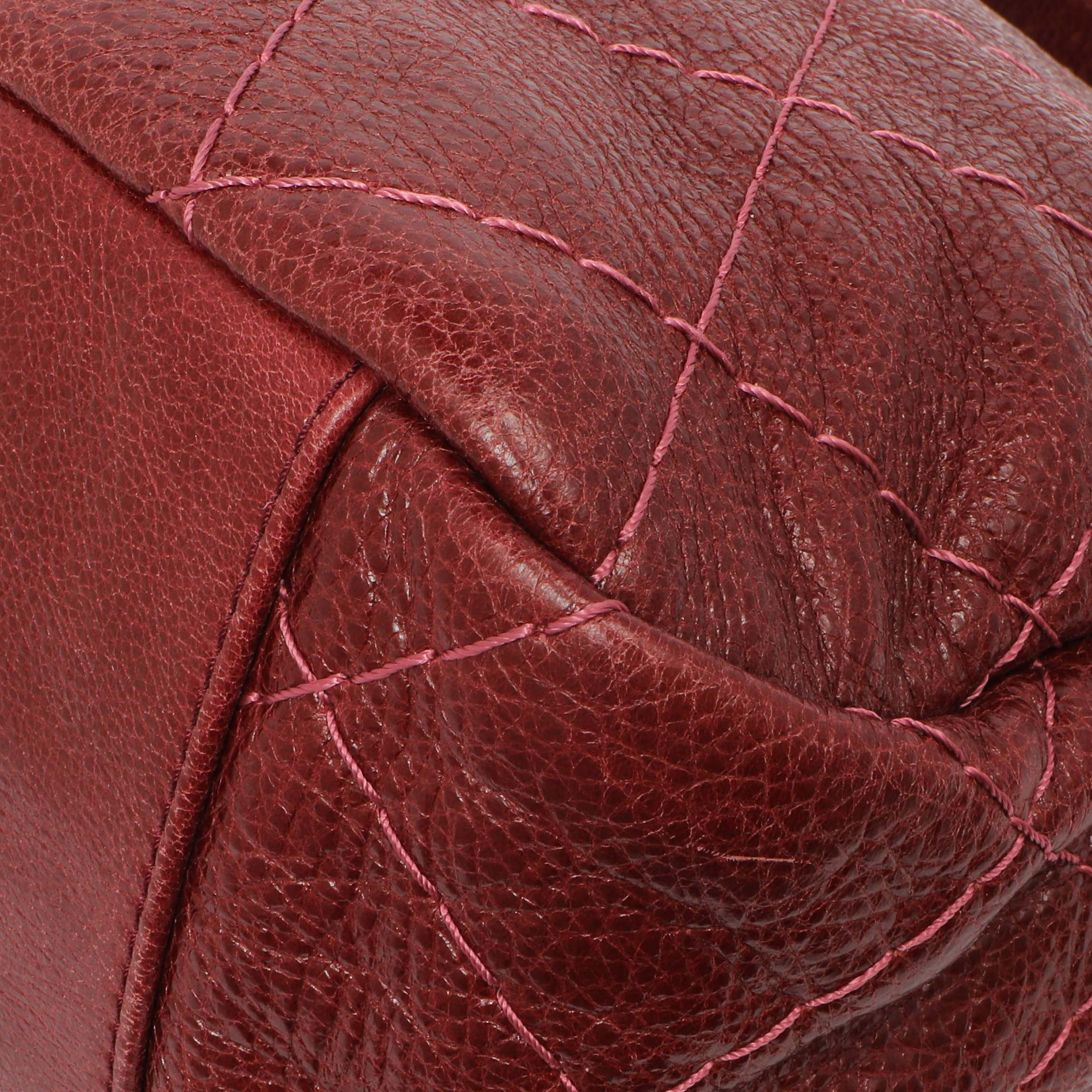 Chanel Burgundy Glazed Calfskin On The Road Flap - Image 7