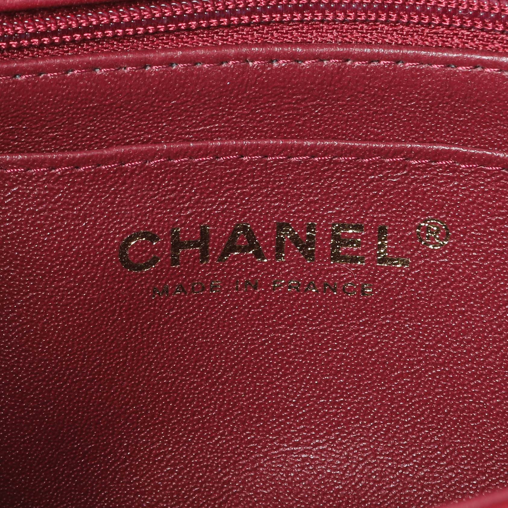 Chanel Burgundy Lambskin Quilted Mini Top Handle Rectangular Flap - Image 5