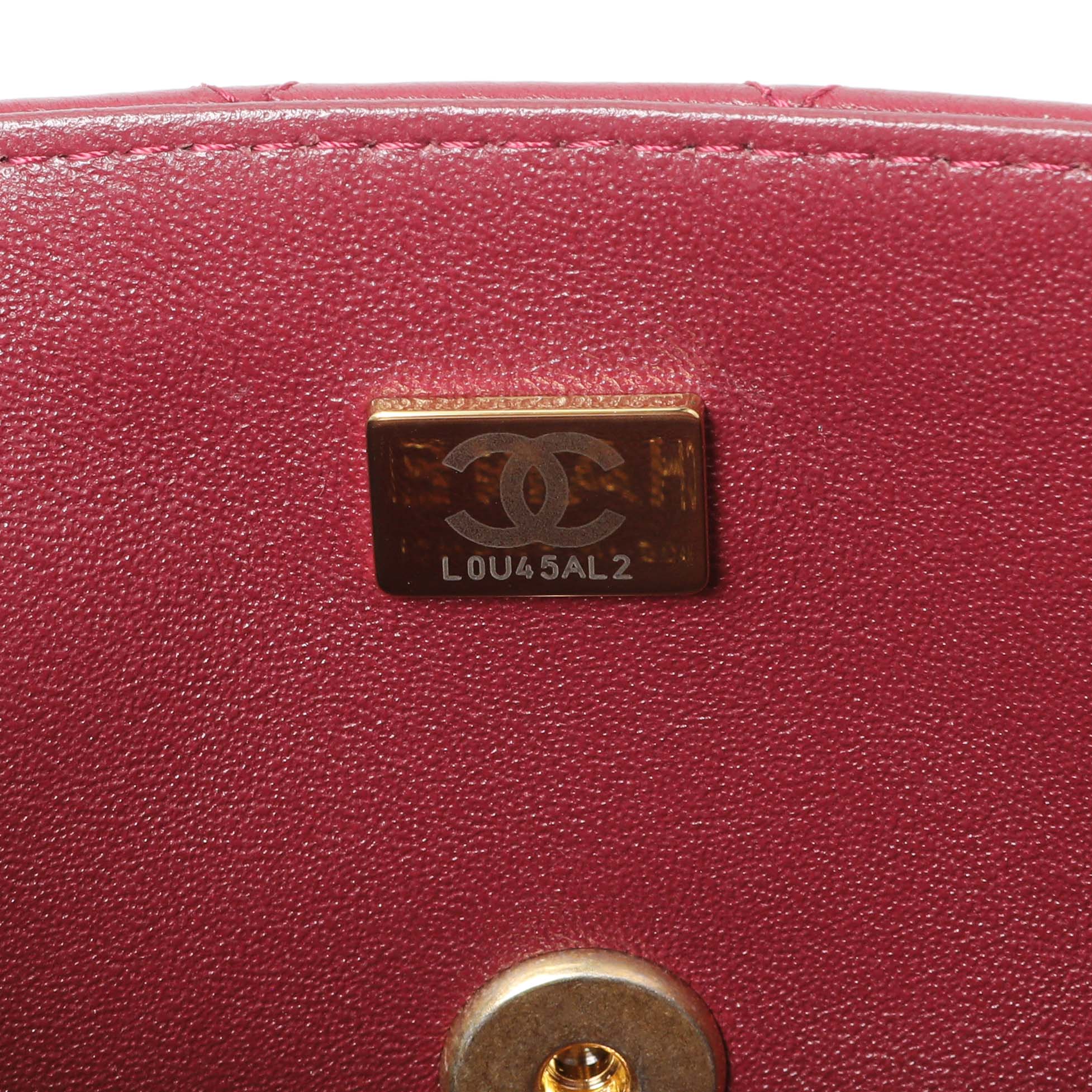 Chanel Burgundy Lambskin Quilted Mini Top Handle Rectangular Flap - Image 6