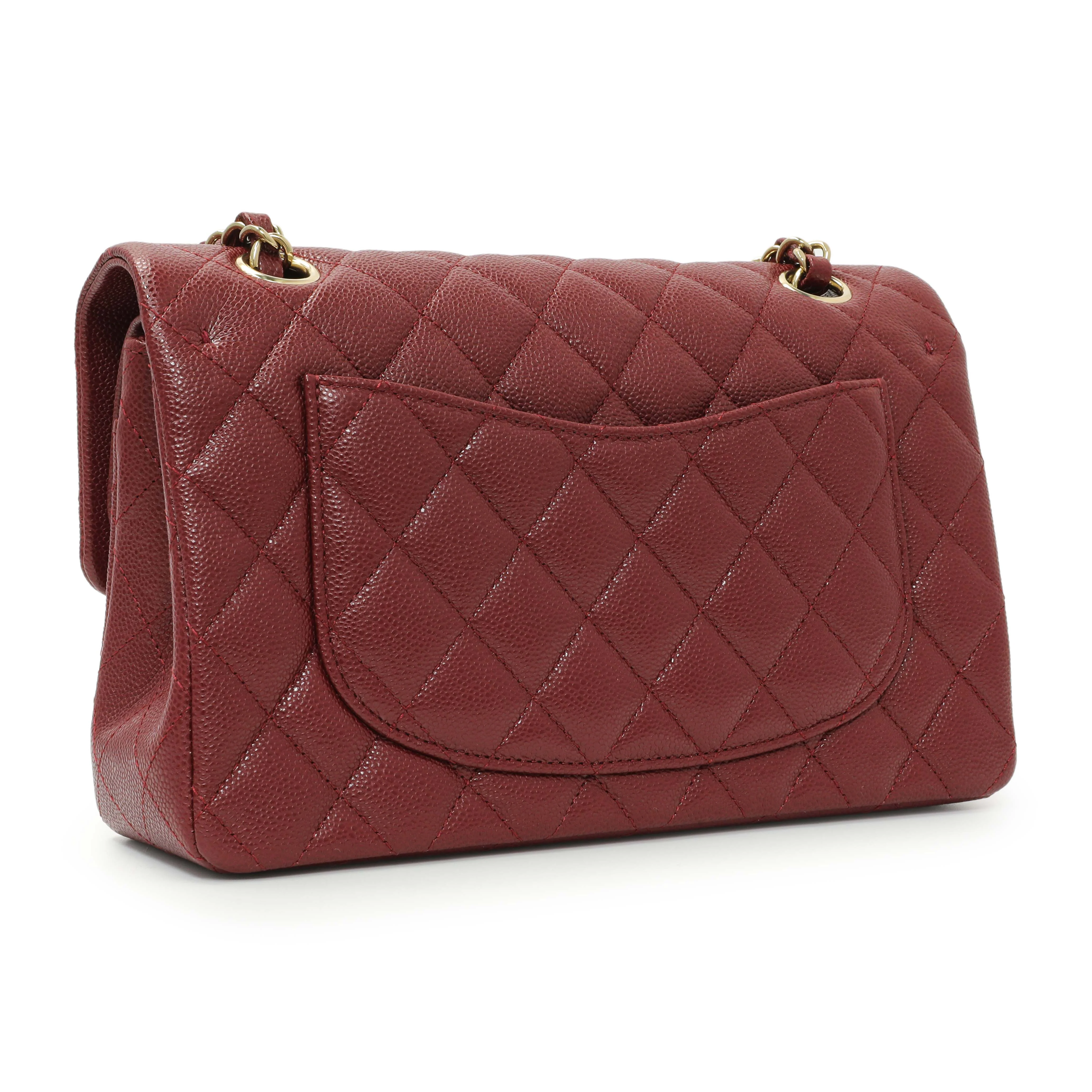 Chanel Burgundy Quilted Caviar Small Classic Double Flap - Image 2