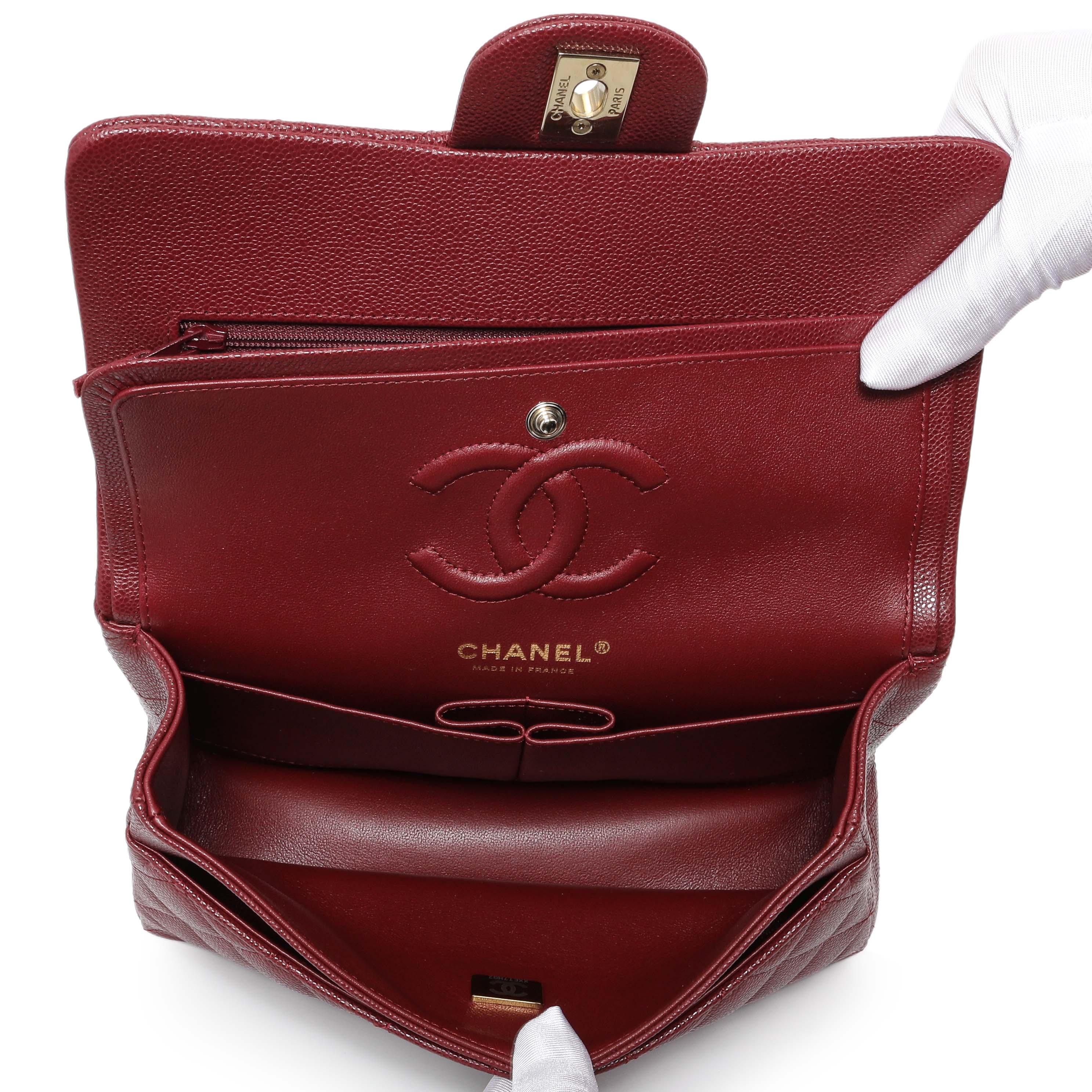 Chanel Burgundy Quilted Caviar Small Classic Double Flap - Image 3
